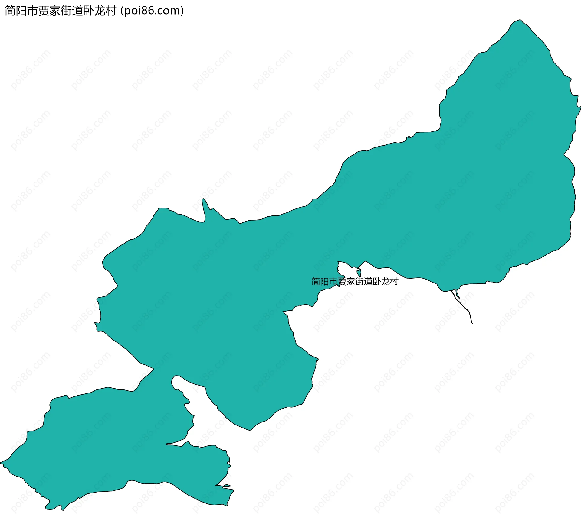 简阳市贾家街道卧龙村边界地图