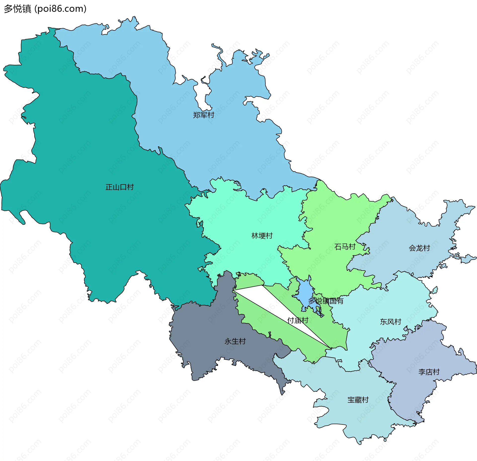 多悦镇边界地图(五级行政区划)