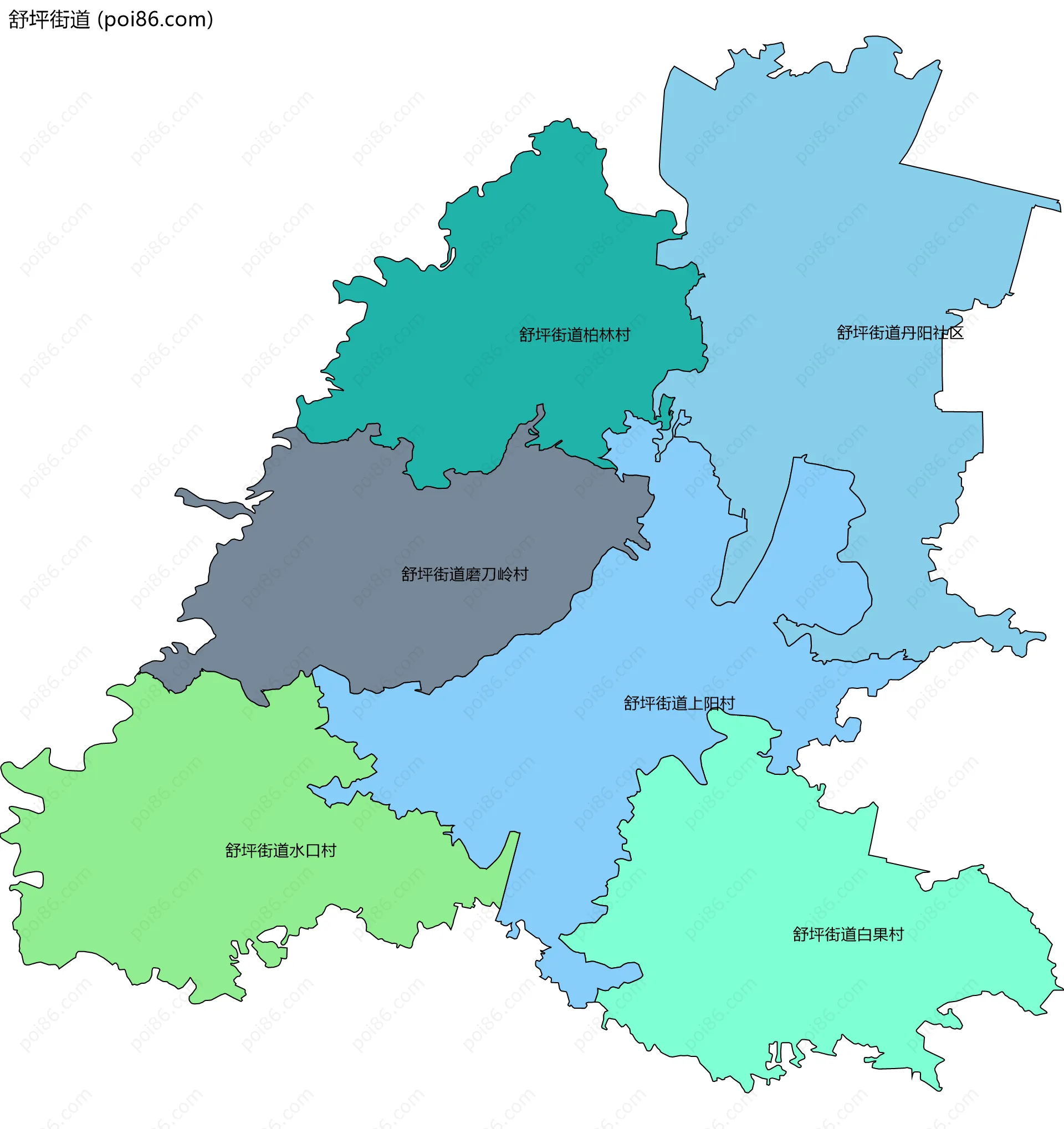 舒坪街道边界地图(五级行政区划)
