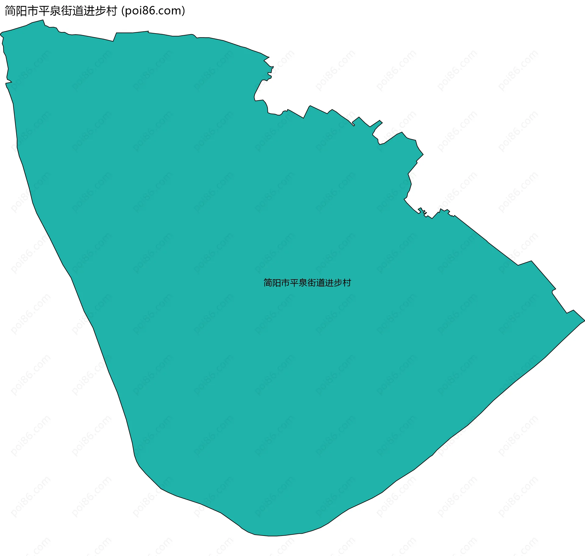 简阳市平泉街道进步村边界地图