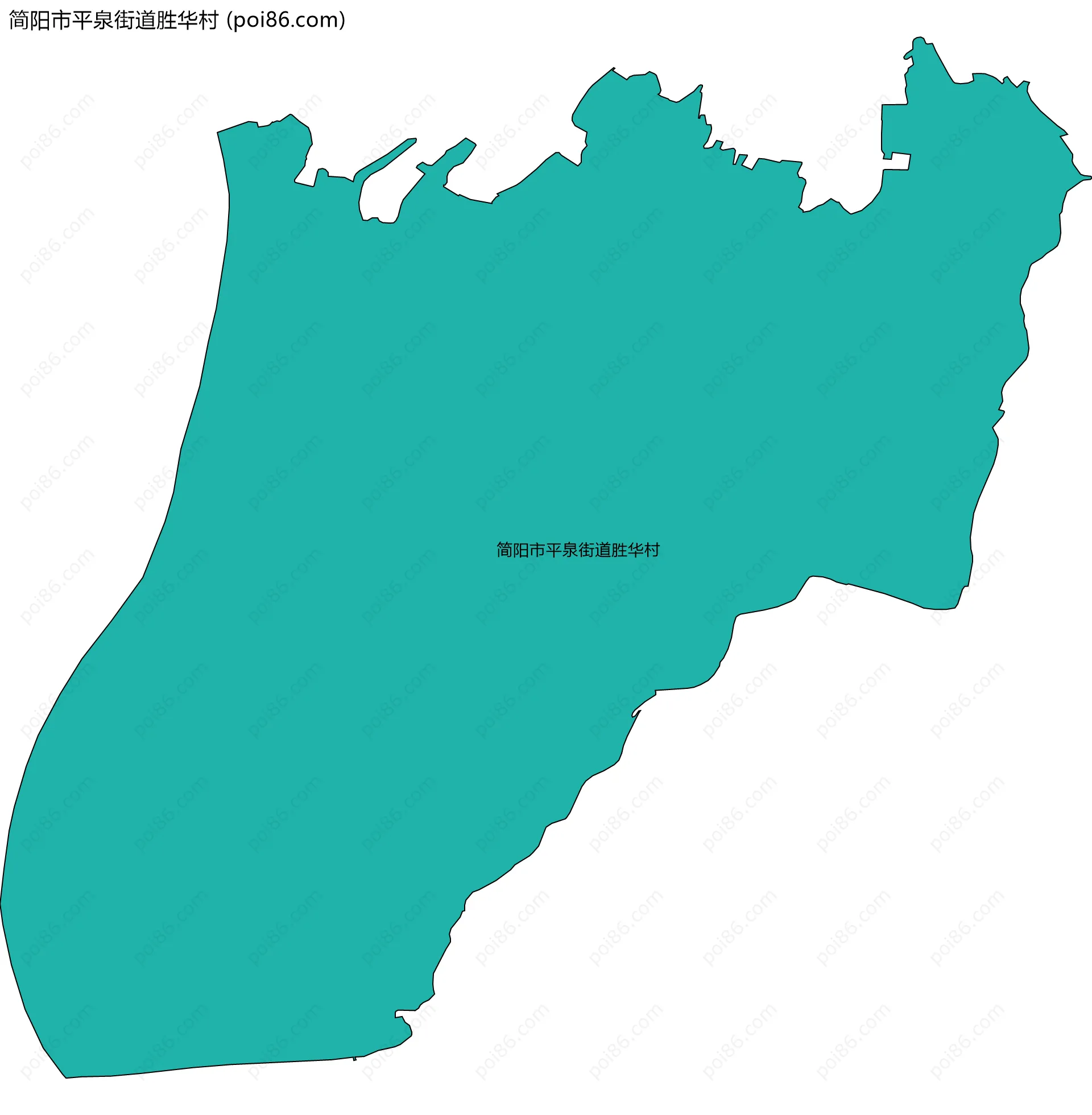 简阳市平泉街道胜华村边界地图