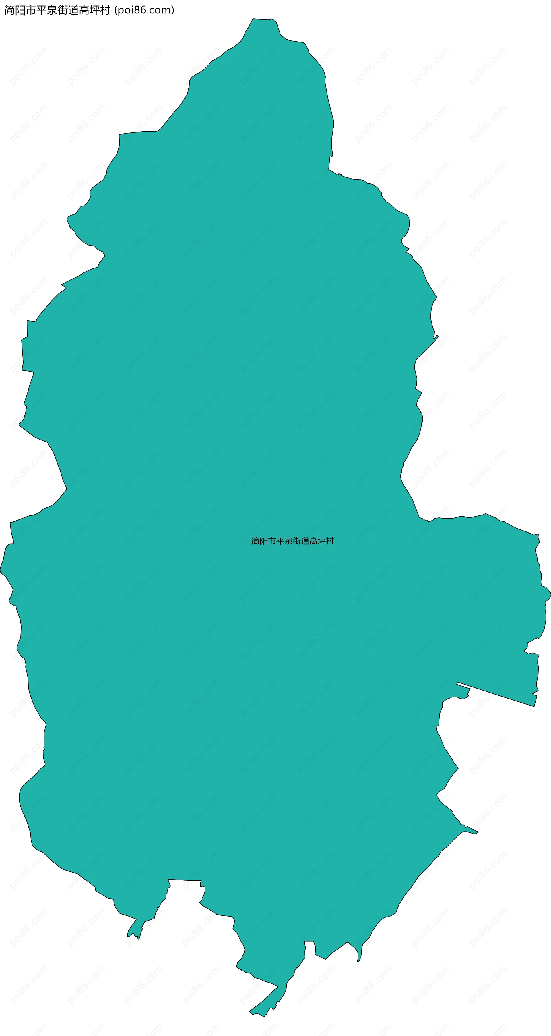 简阳市平泉街道高坪村边界地图