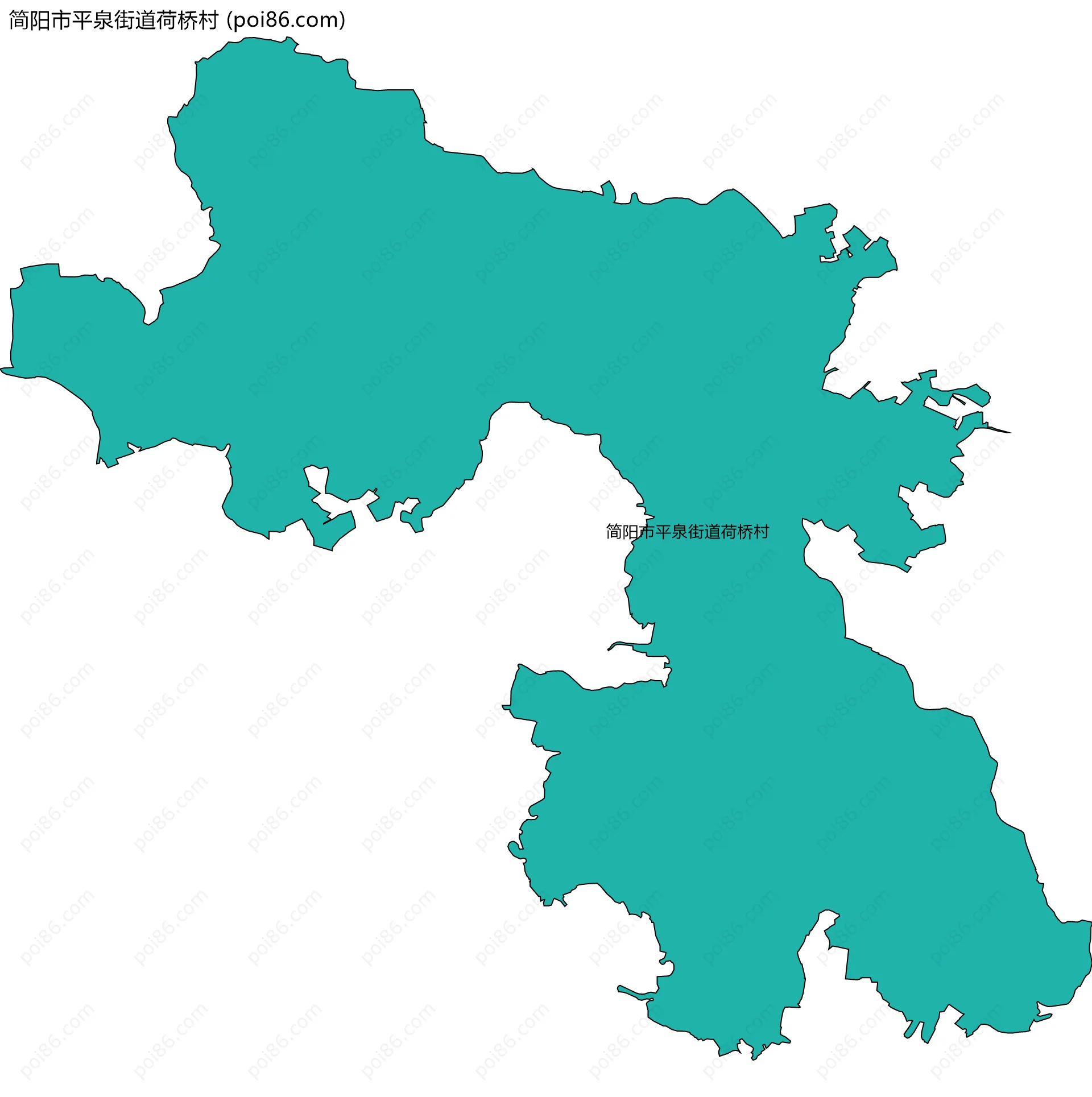 简阳市平泉街道荷桥村边界地图