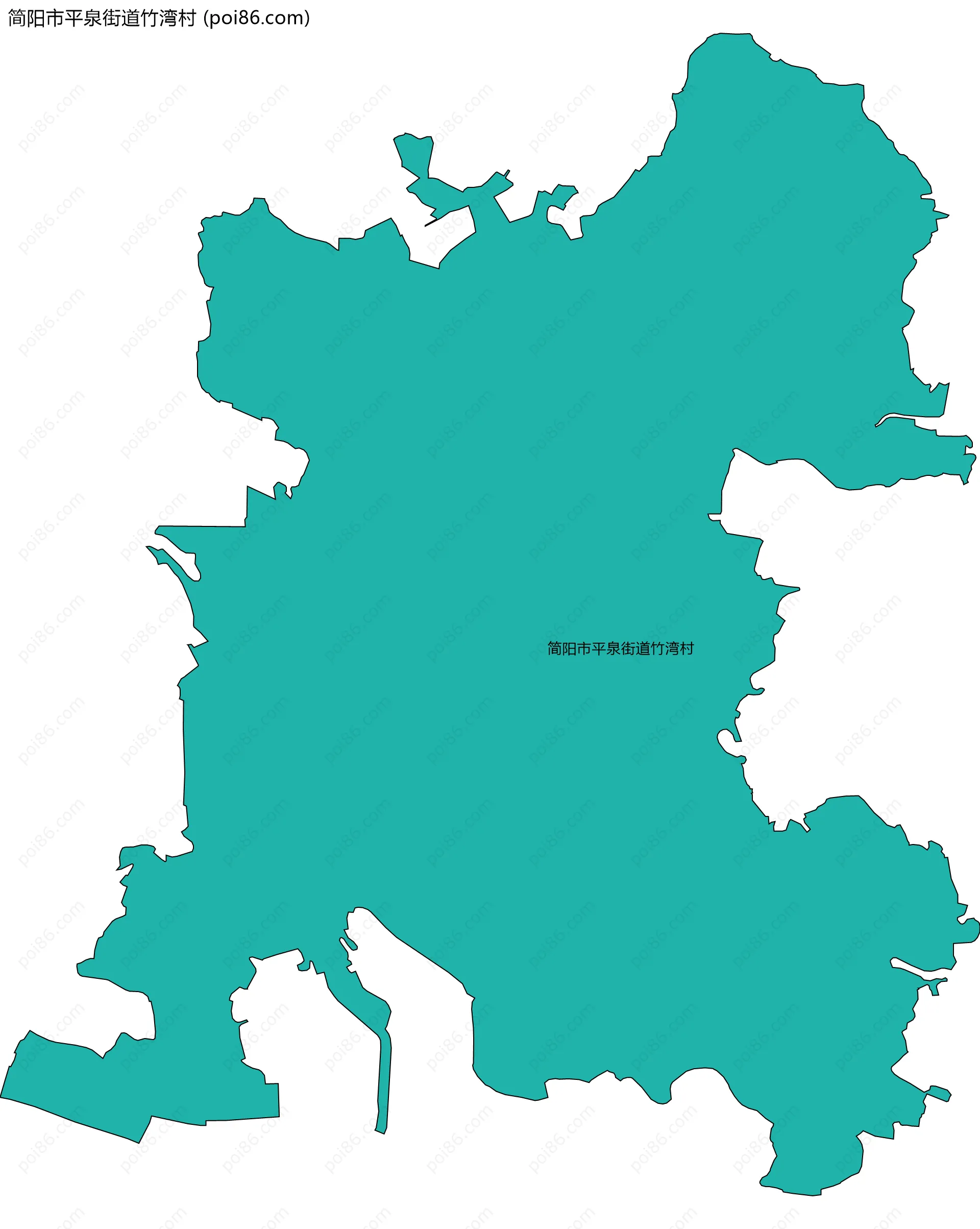 简阳市平泉街道竹湾村边界地图