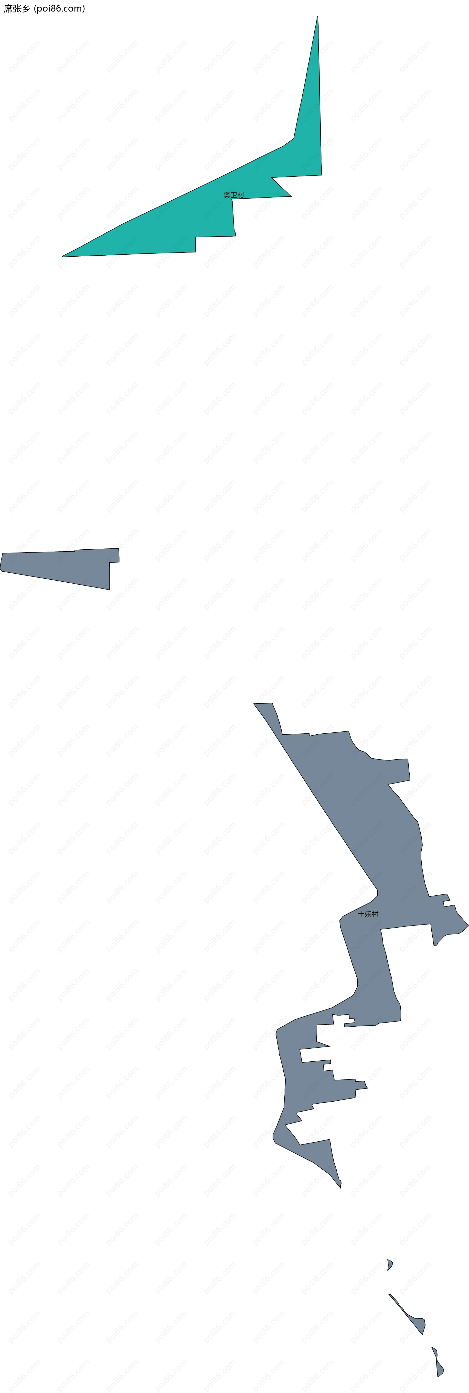 席张乡边界地图(五级行政区划)