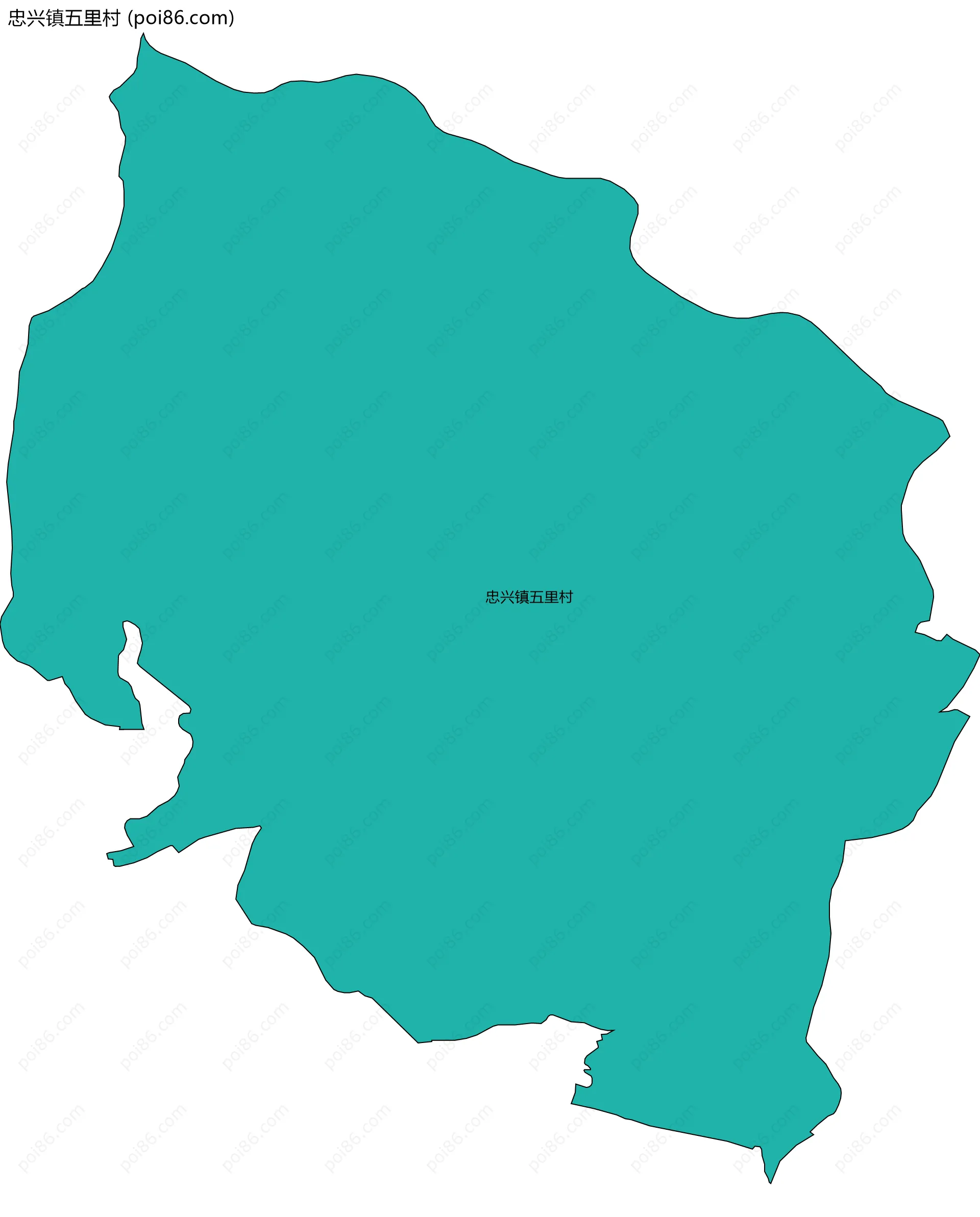 忠兴镇五里村边界地图