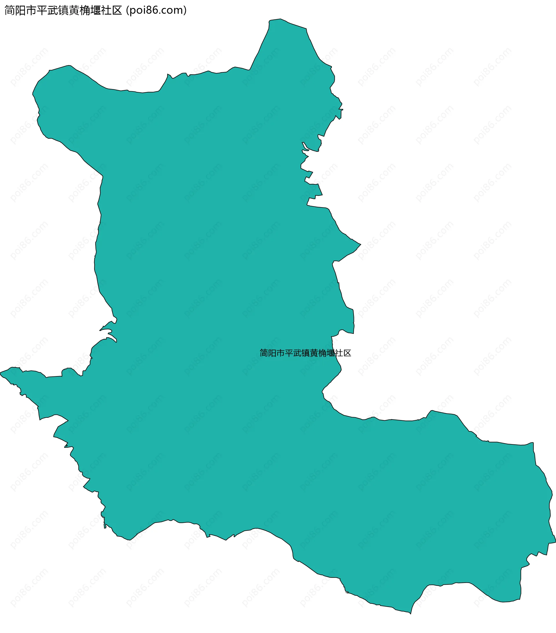 简阳市平武镇黄桷堰社区边界地图