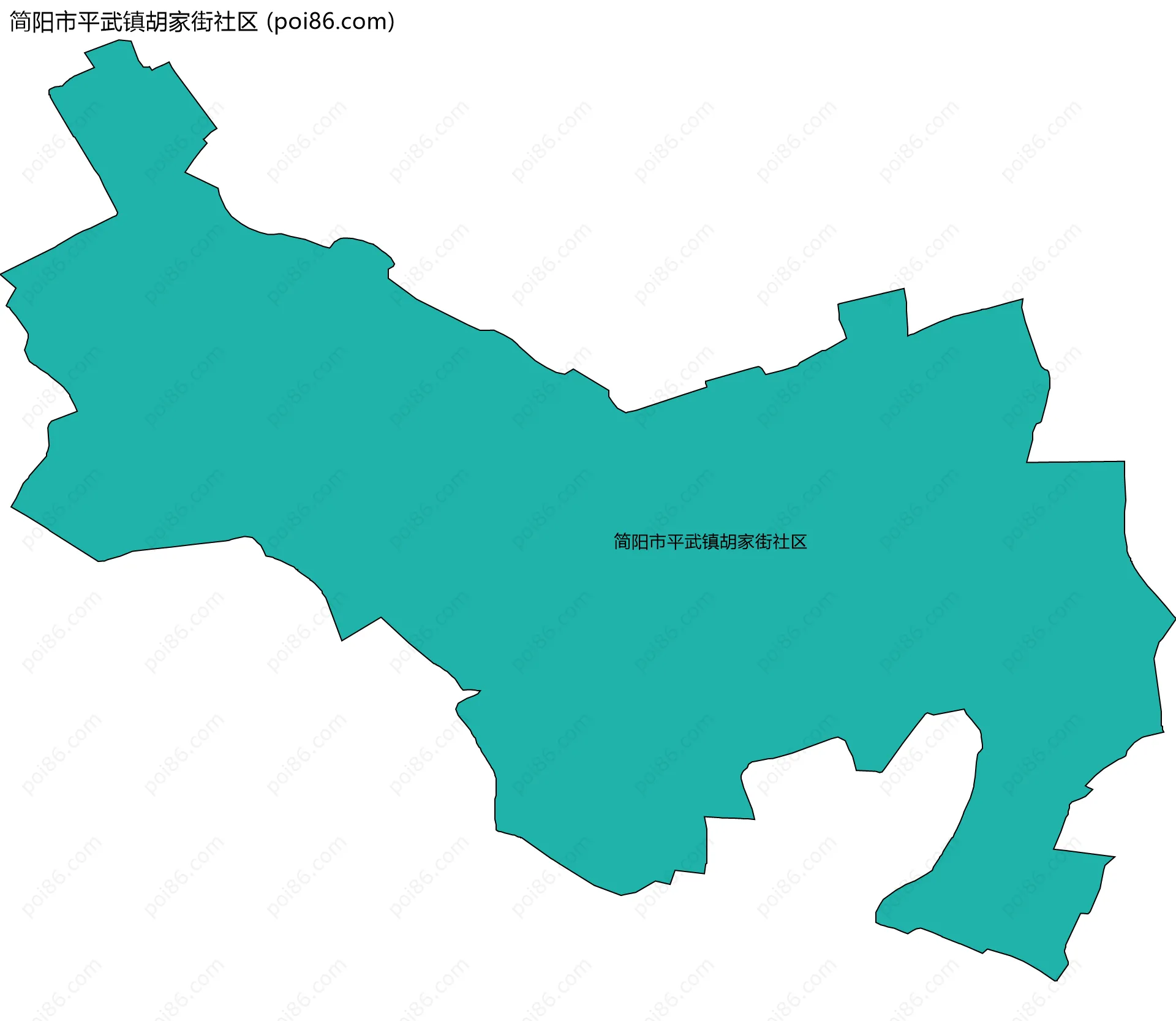 简阳市平武镇胡家街社区边界地图