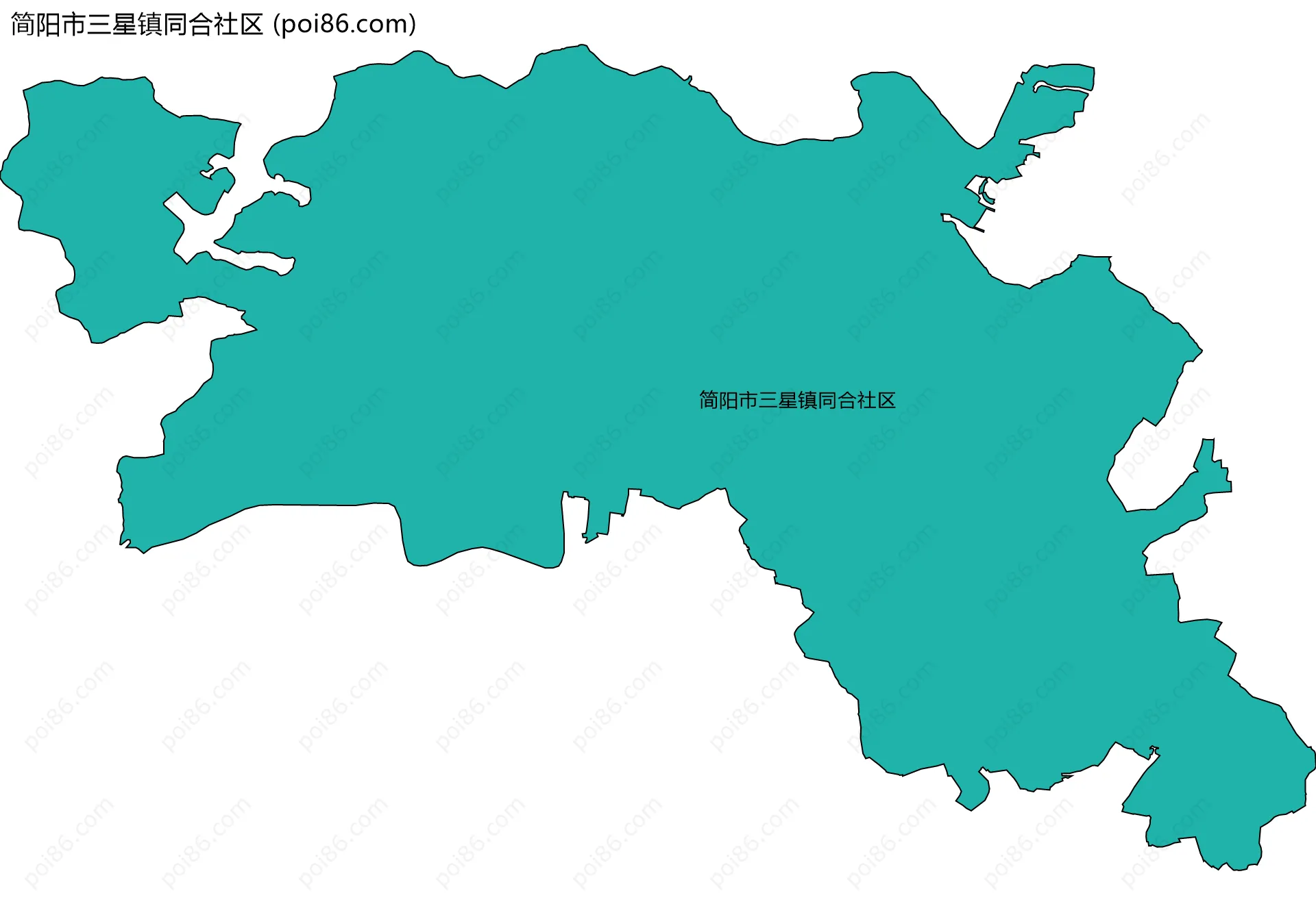 简阳市三星镇同合社区边界地图