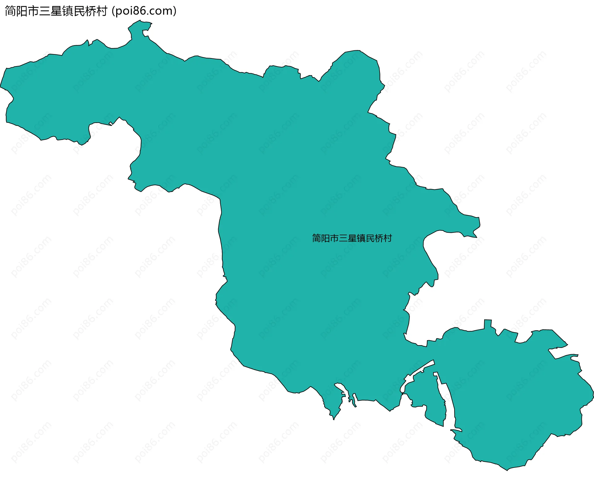 简阳市三星镇民桥村边界地图