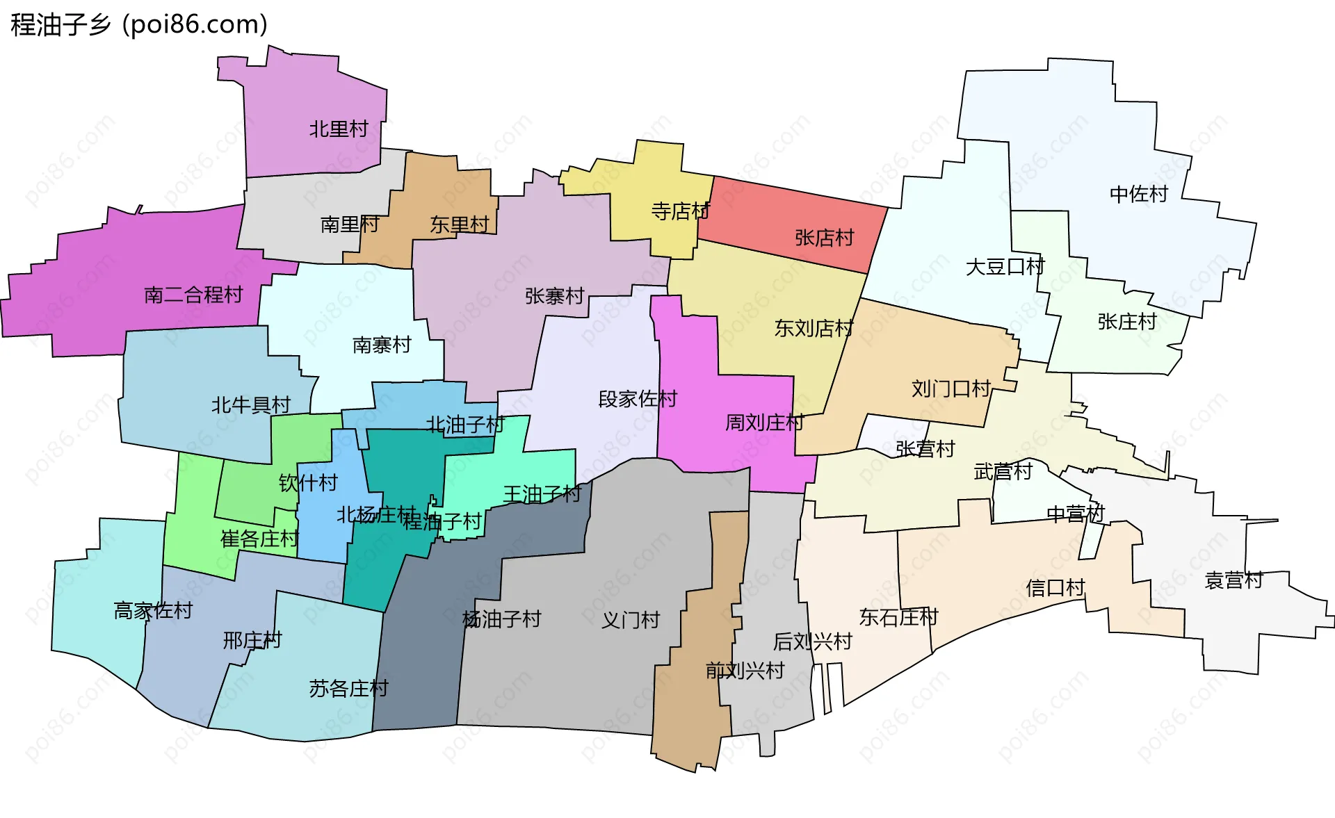 程油子乡边界地图(五级行政区划)