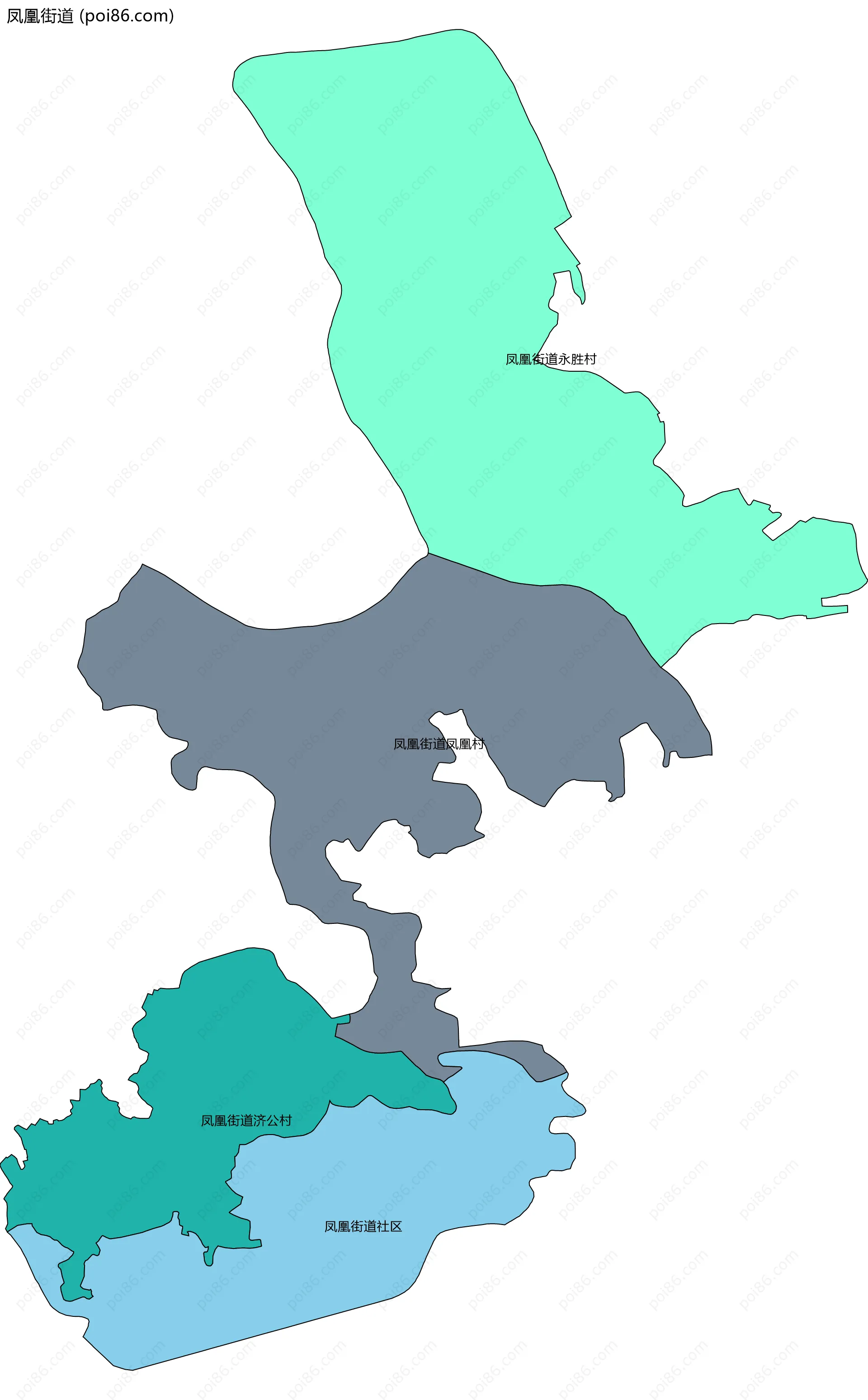 凤凰街道边界地图(五级行政区划)