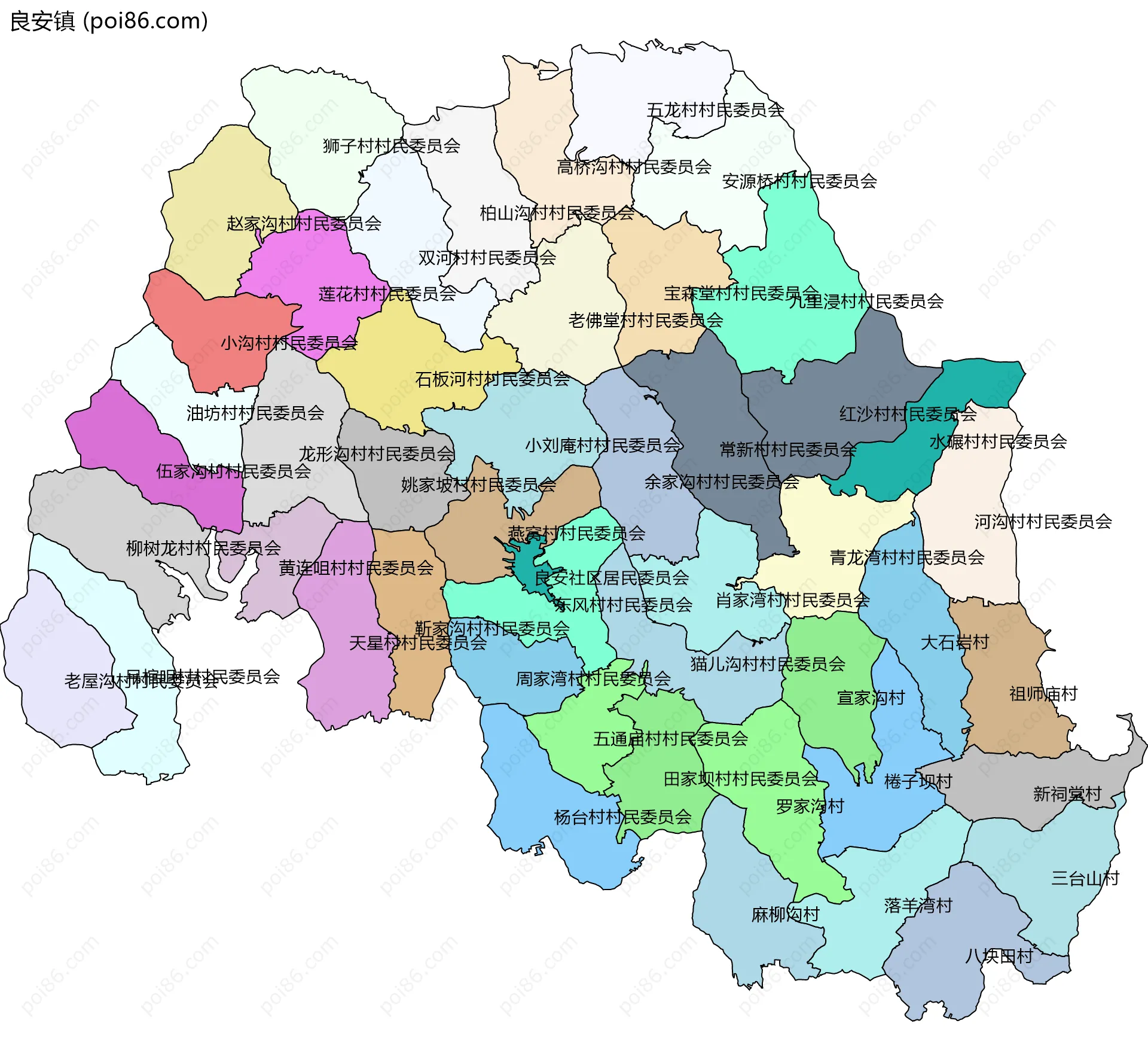 良安镇边界地图(五级行政区划)