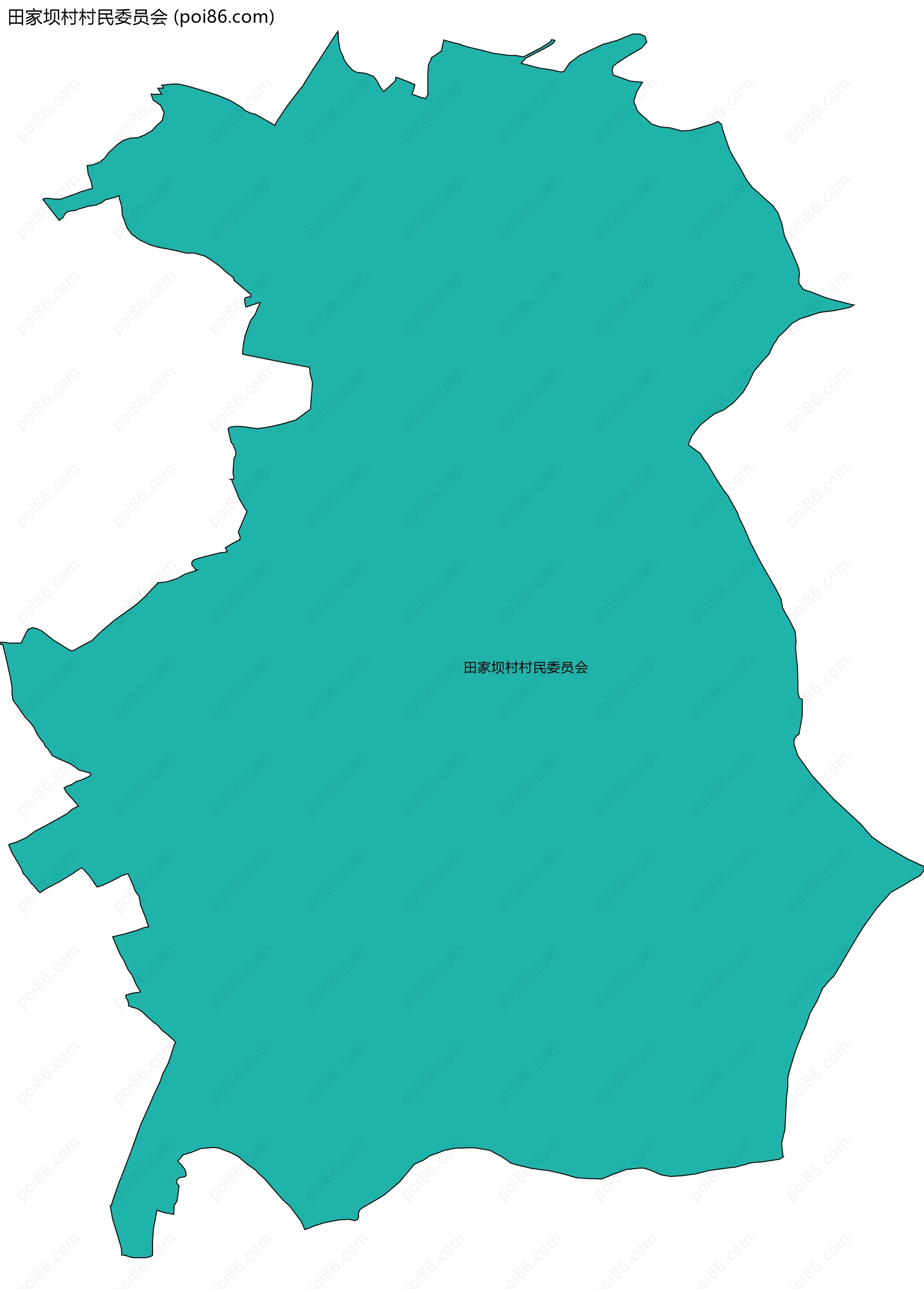 田家坝村村民委员会边界地图