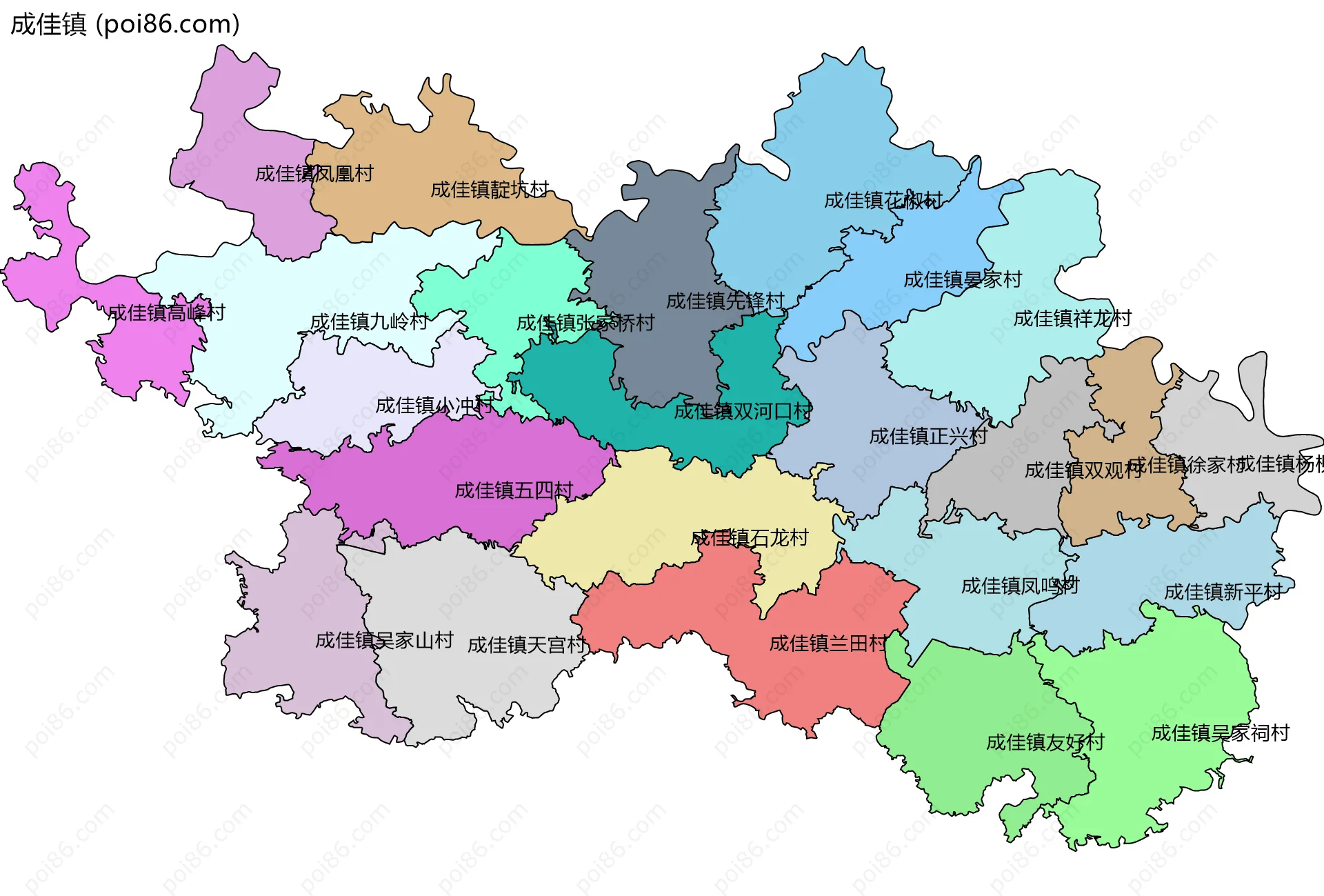 成佳镇边界地图(五级行政区划)