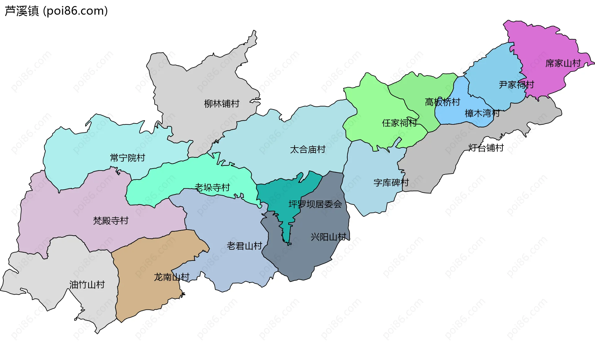 芦溪镇边界地图(五级行政区划)