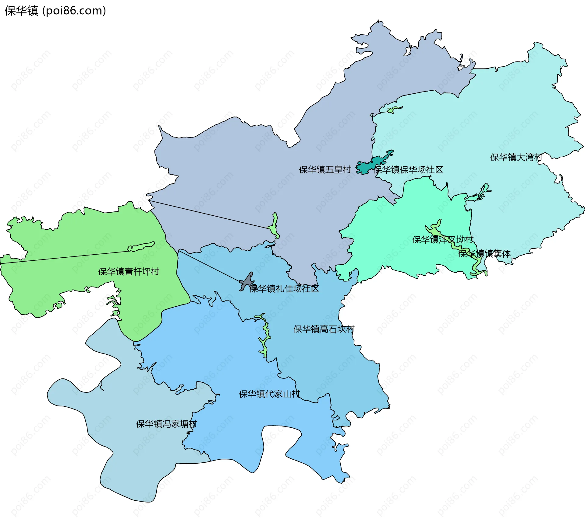 保华镇边界地图(五级行政区划)