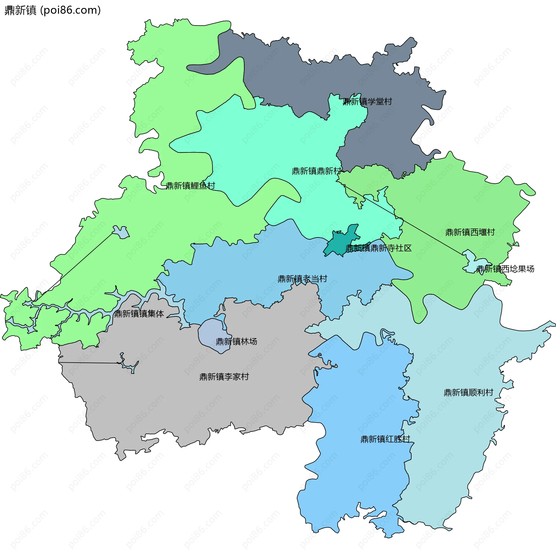 鼎新镇边界地图(五级行政区划)