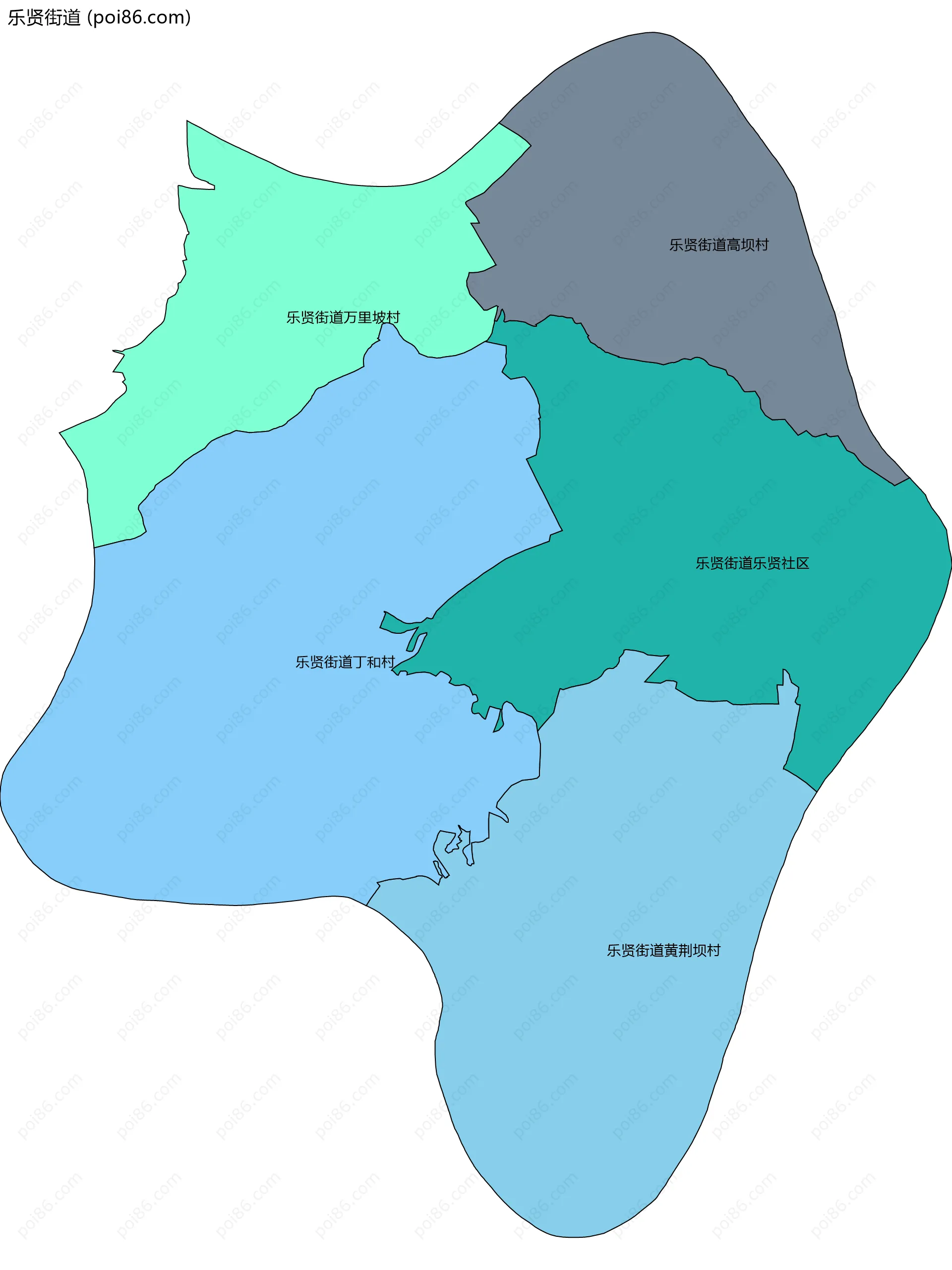 乐贤街道边界地图(五级行政区划)