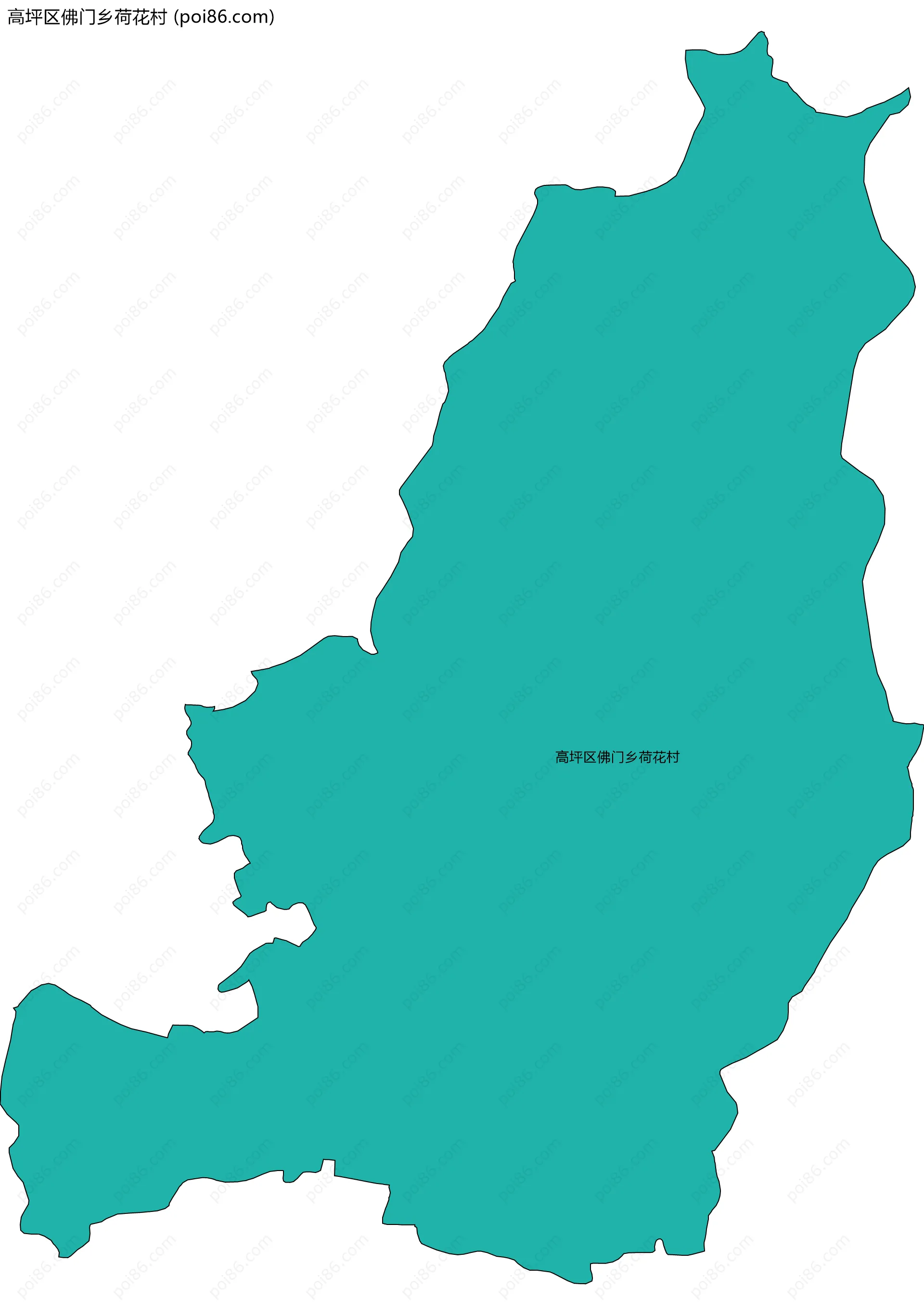 高坪区佛门乡荷花村边界地图