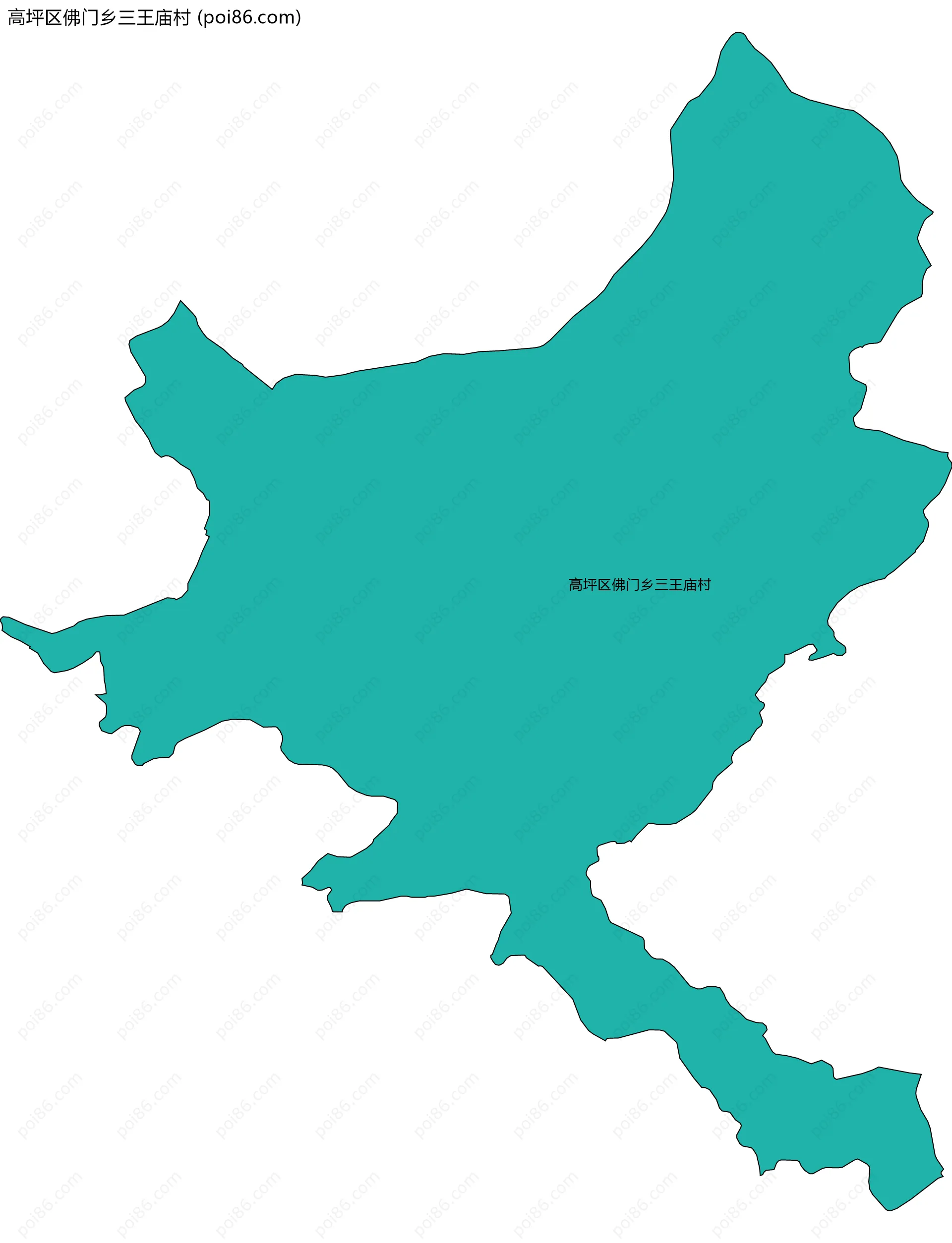 高坪区佛门乡三王庙村边界地图