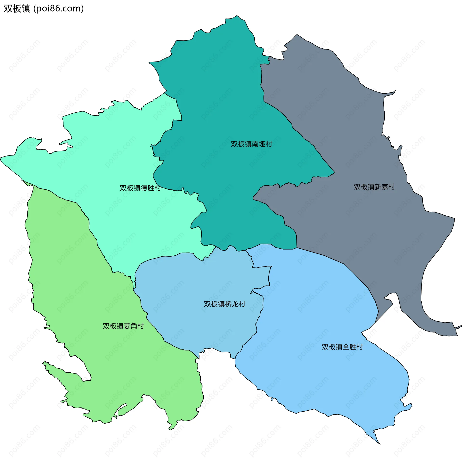 双板镇边界地图(五级行政区划)