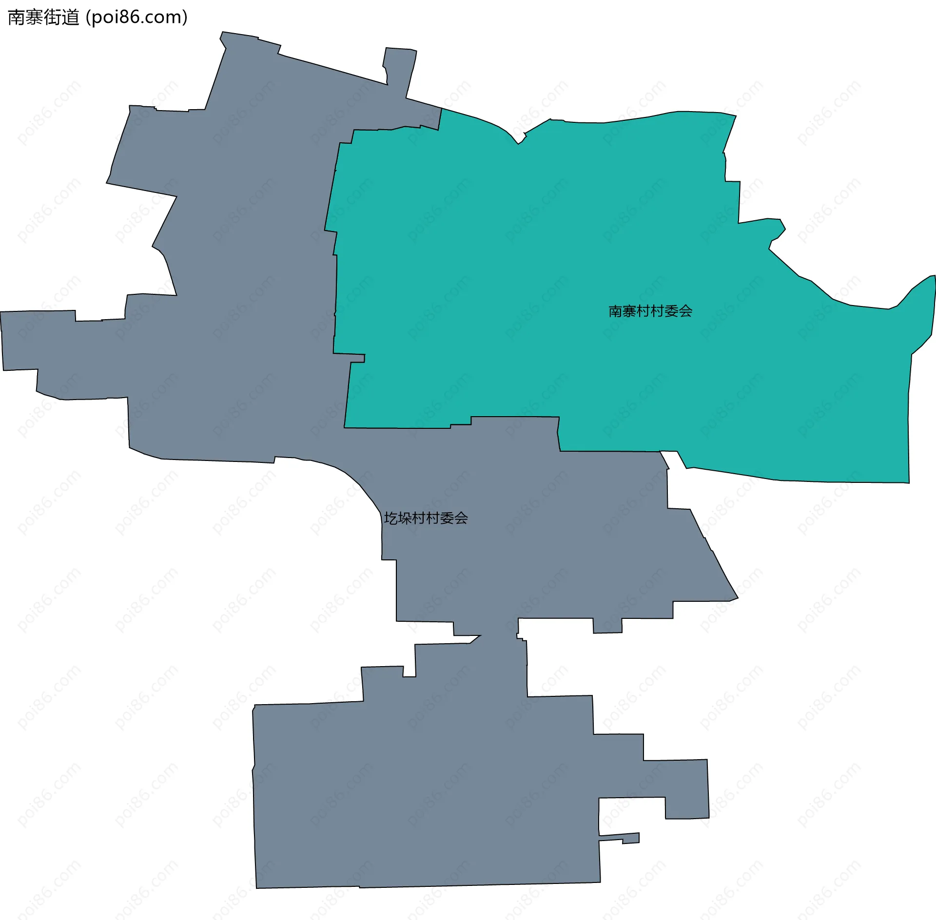 南寨街道边界地图(五级行政区划)