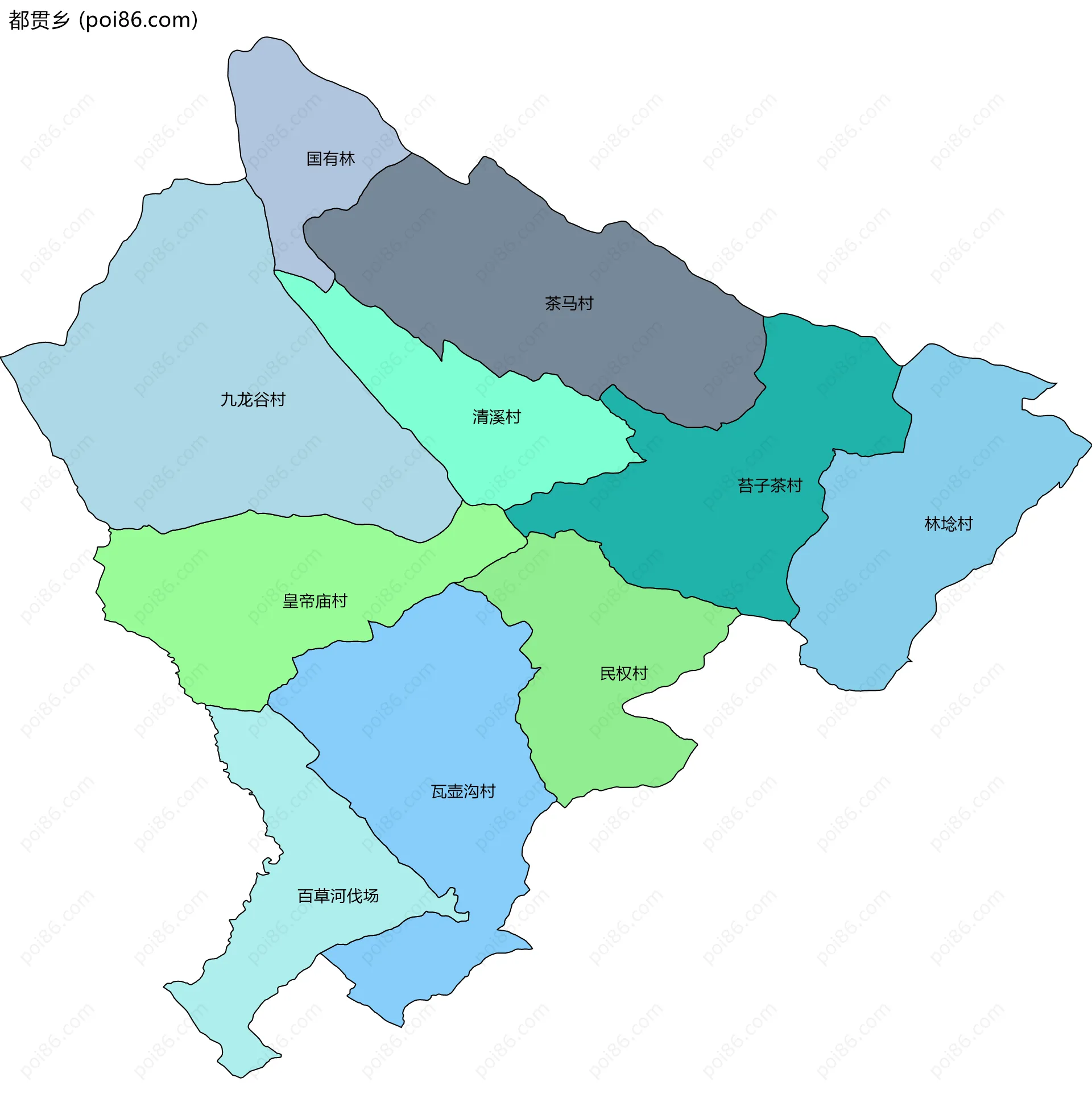 都贯乡边界地图(五级行政区划)