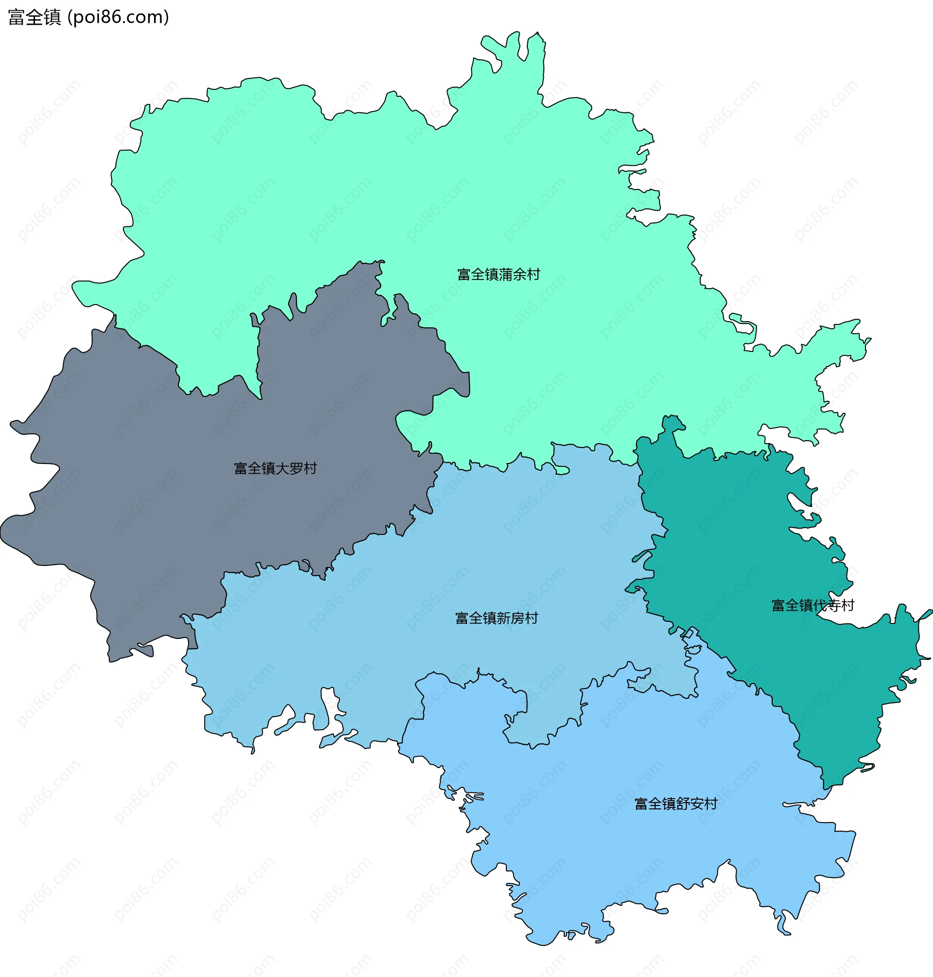 富全镇边界地图(五级行政区划)