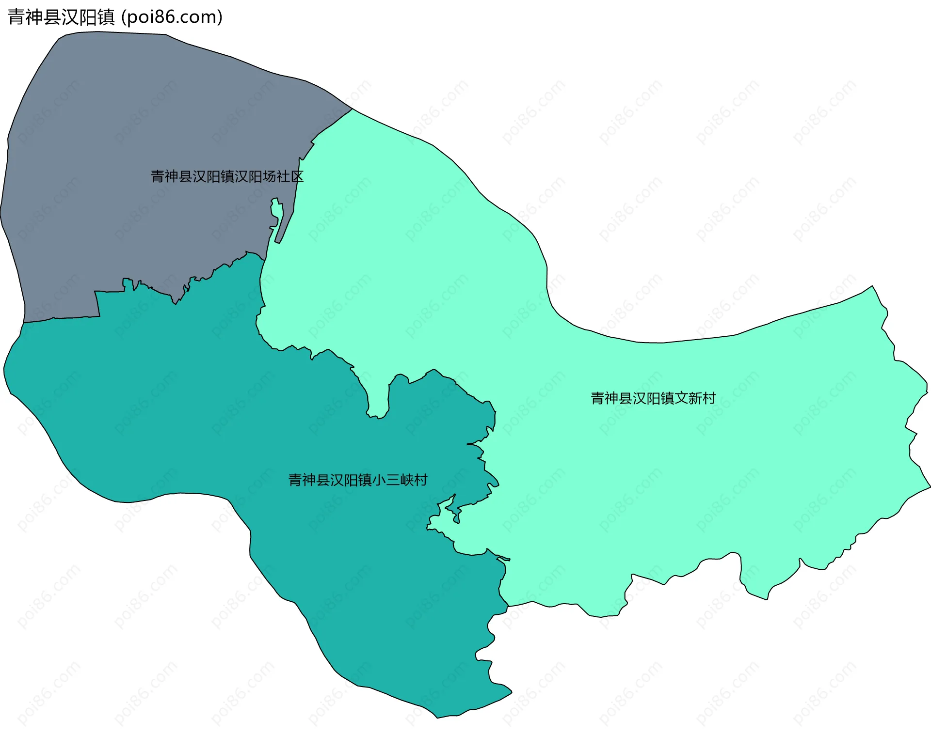 青神县汉阳镇边界地图(五级行政区划)
