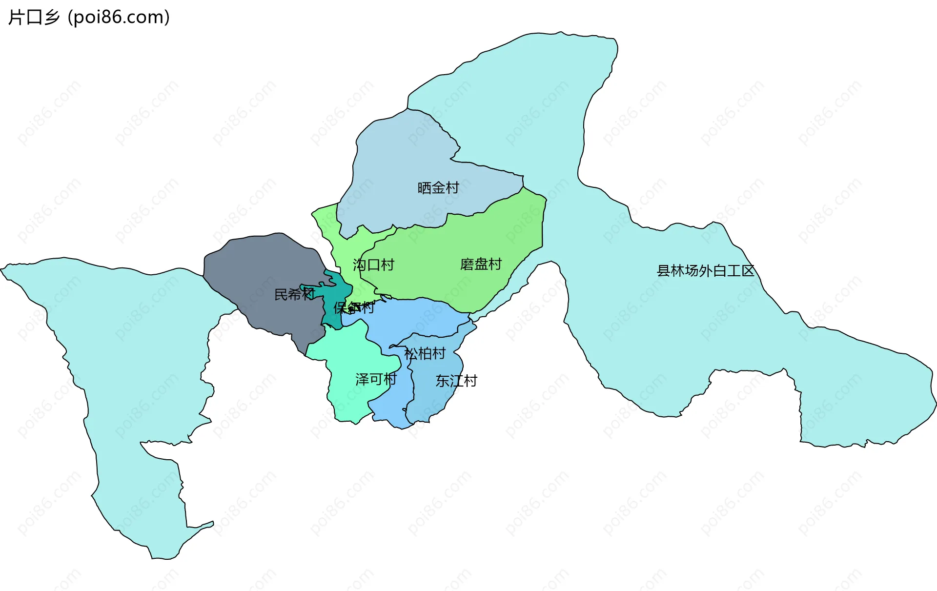 片口乡边界地图(五级行政区划)