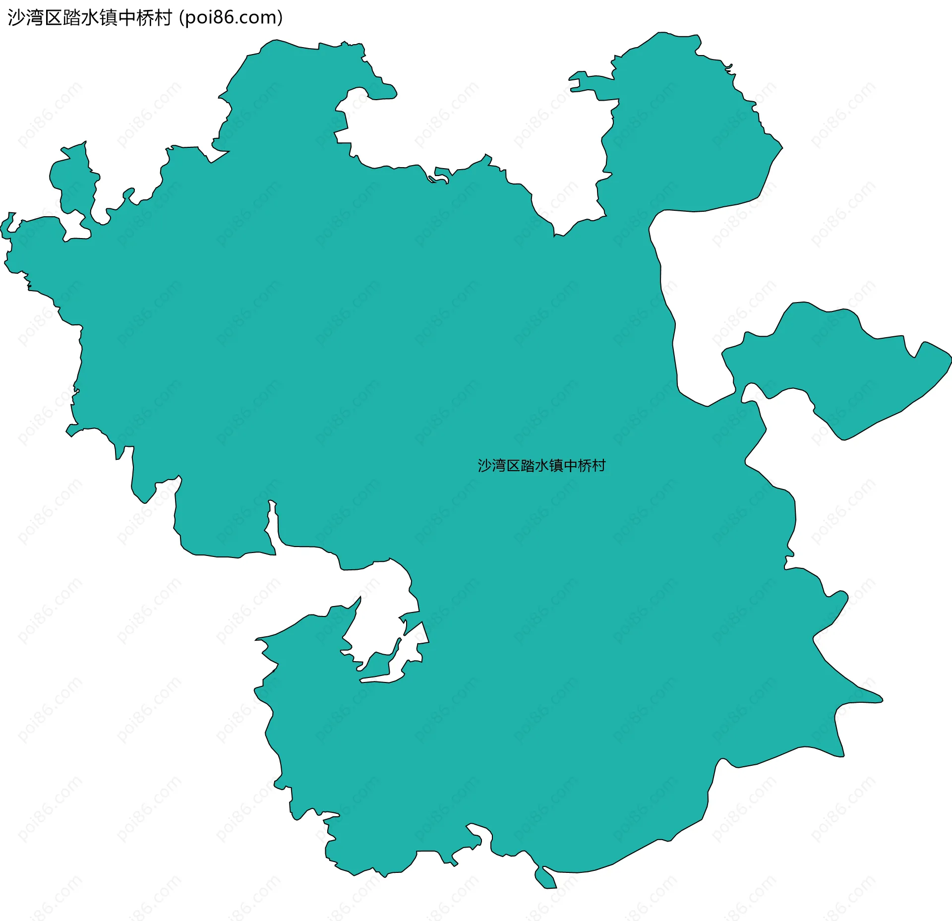 沙湾区踏水镇中桥村边界地图