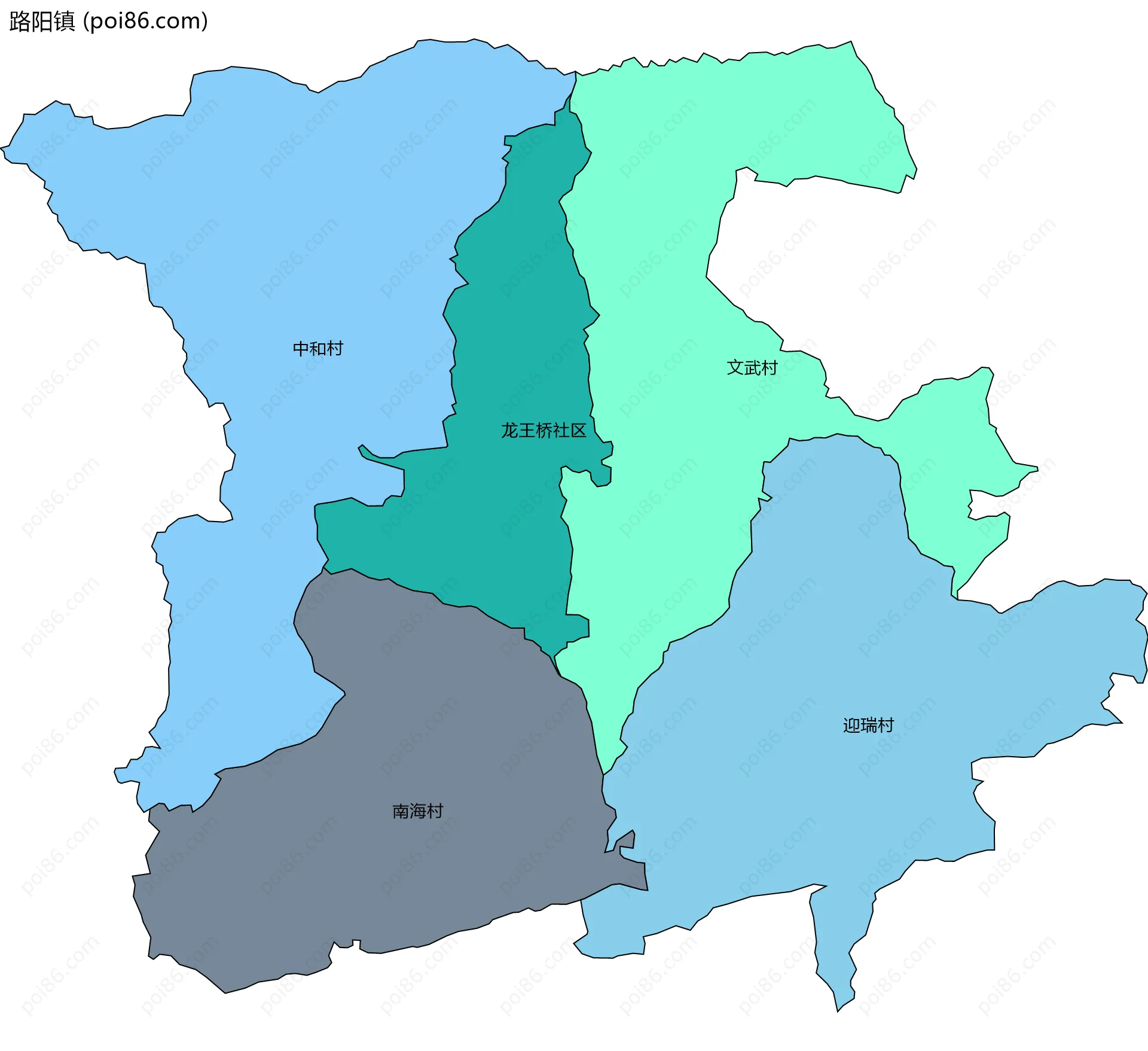 路阳镇边界地图(五级行政区划)