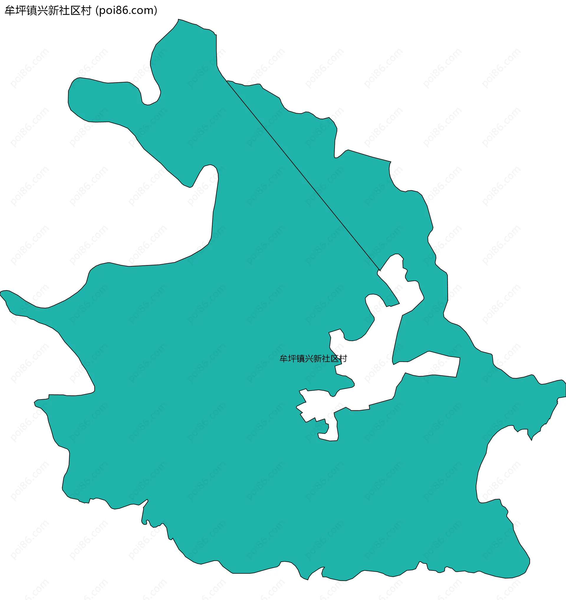 牟坪镇兴新社区村边界地图