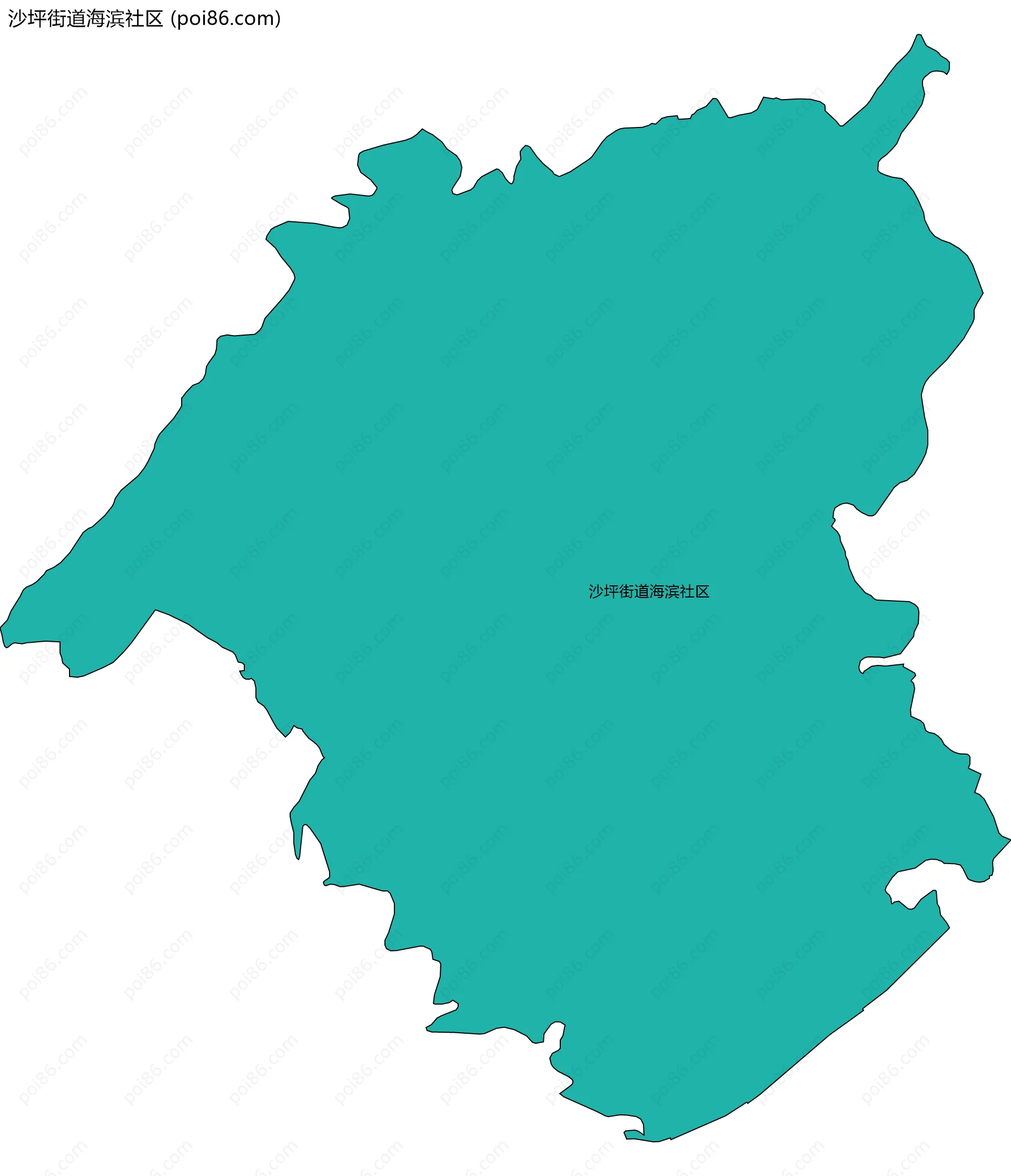 沙坪街道海滨社区边界地图