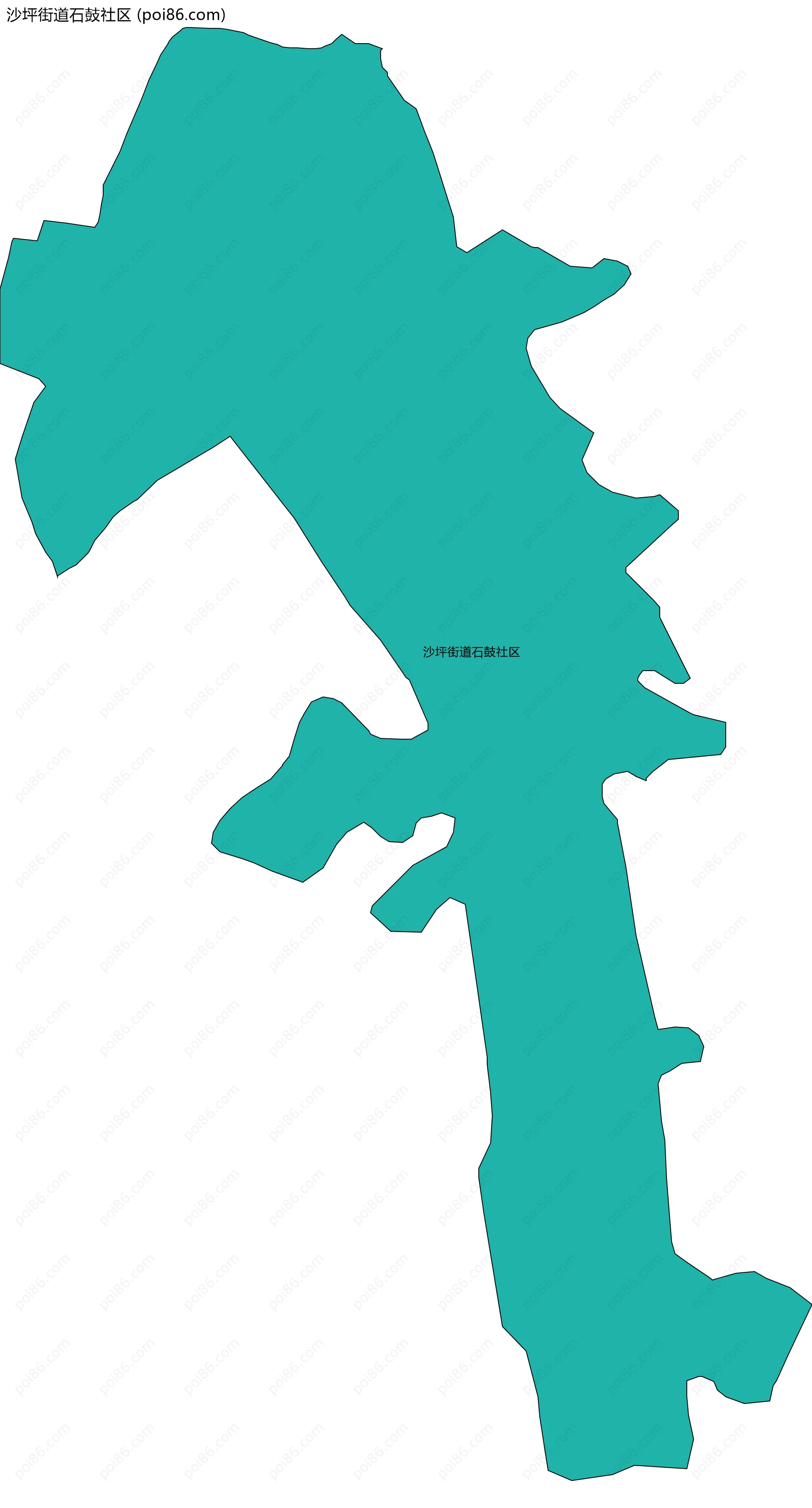沙坪街道石鼓社区边界地图