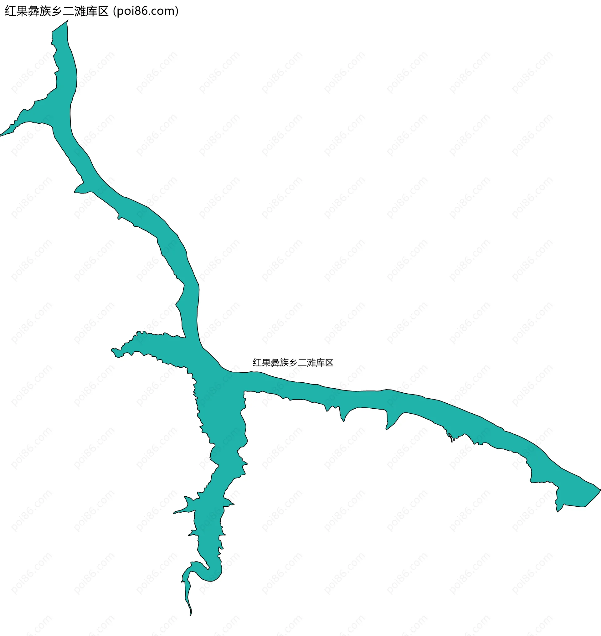 红果彝族乡二滩库区边界地图
