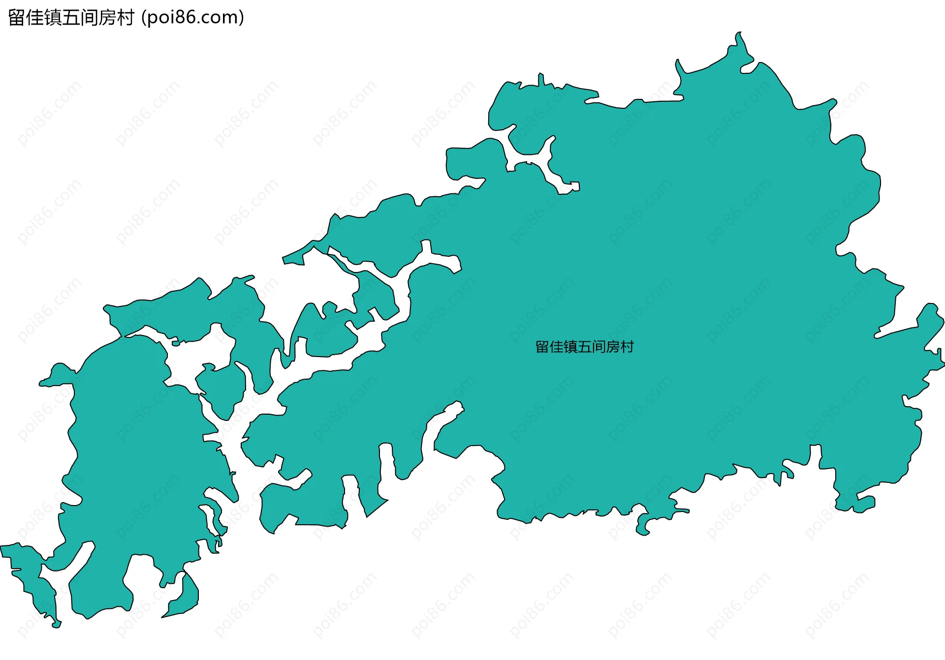 留佳镇五间房村边界地图