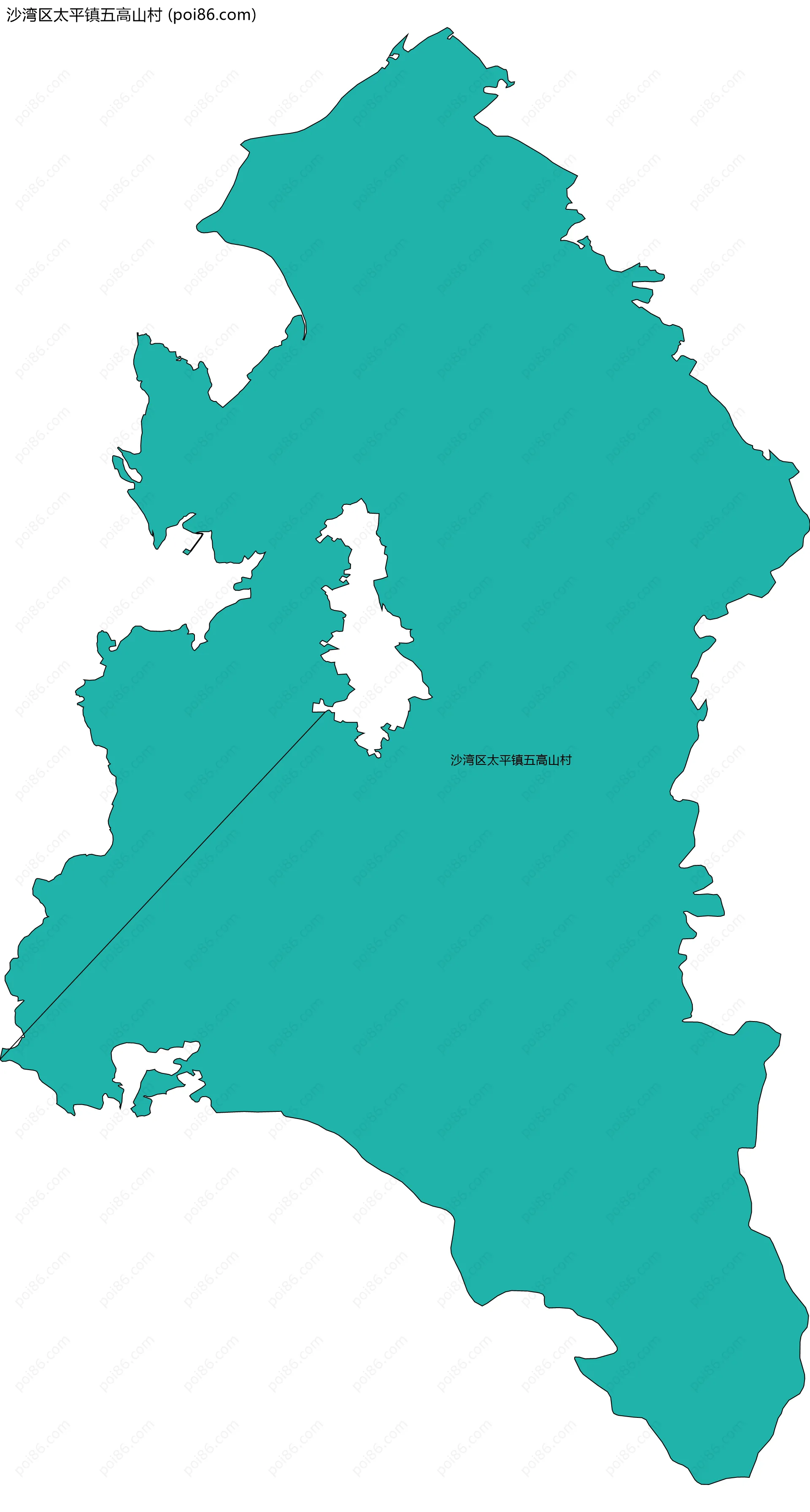 沙湾区太平镇五高山村边界地图