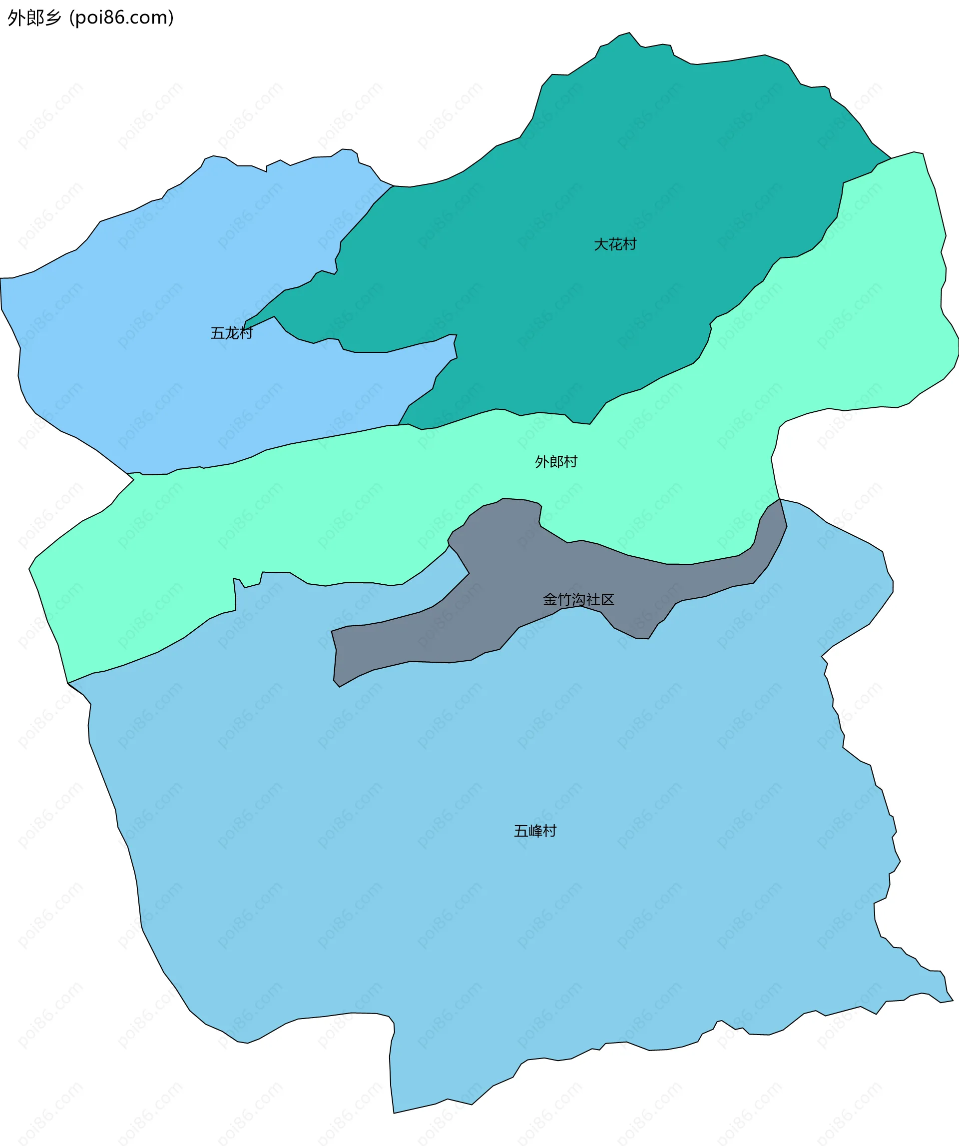 外郎乡边界地图(五级行政区划)
