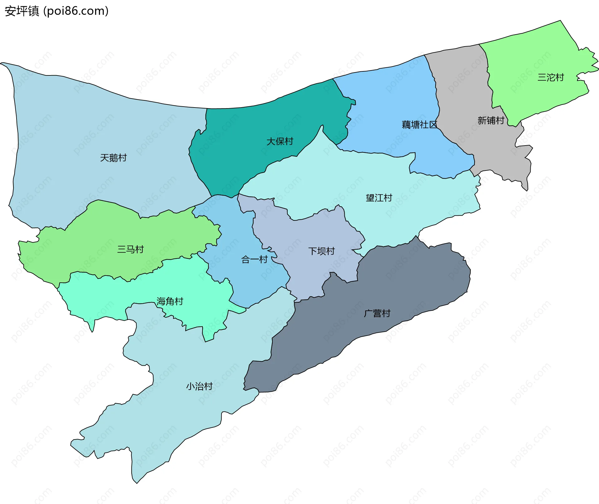 安坪镇边界地图(五级行政区划)