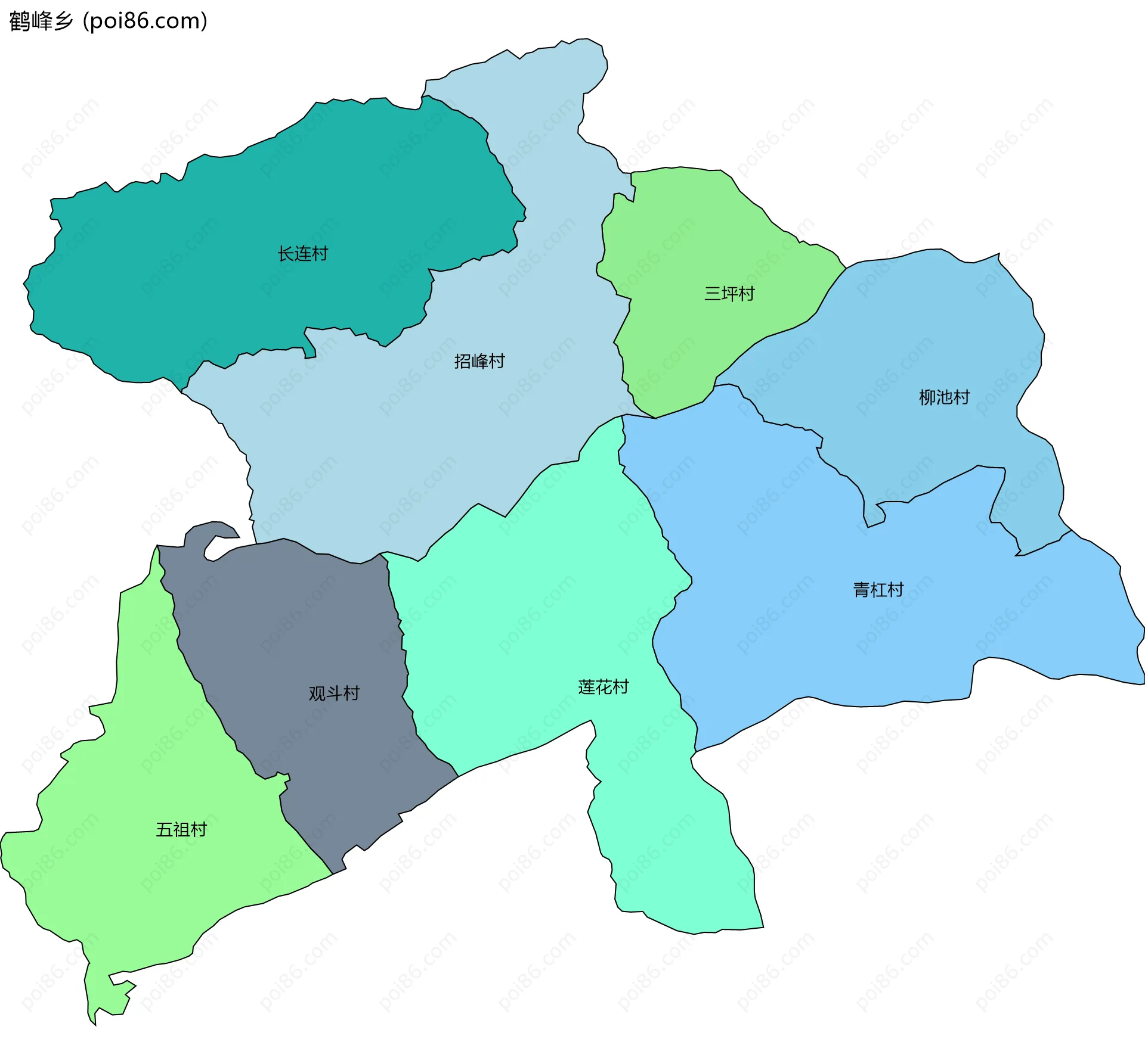 鹤峰乡边界地图(五级行政区划)