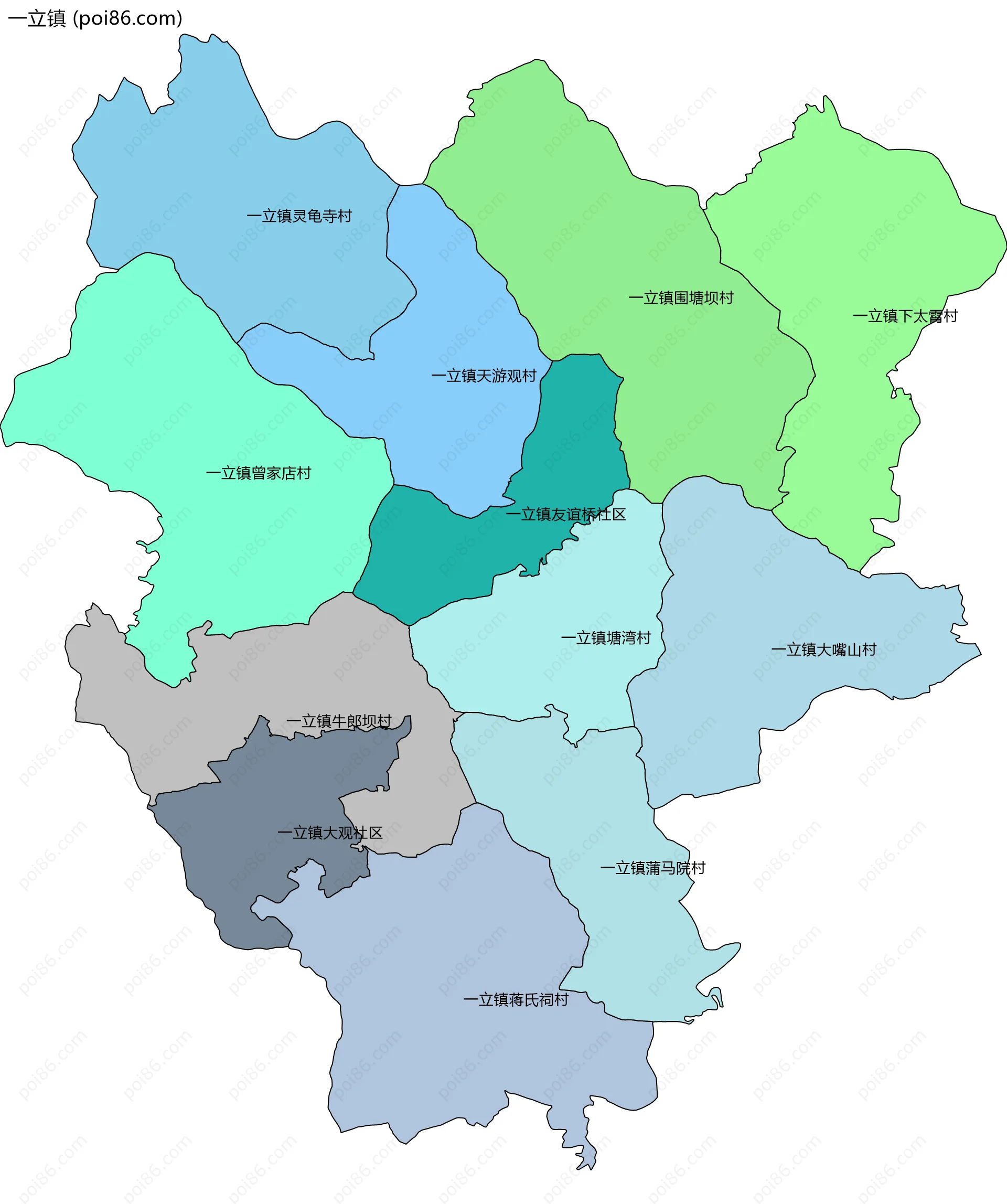 一立镇边界地图(五级行政区划)