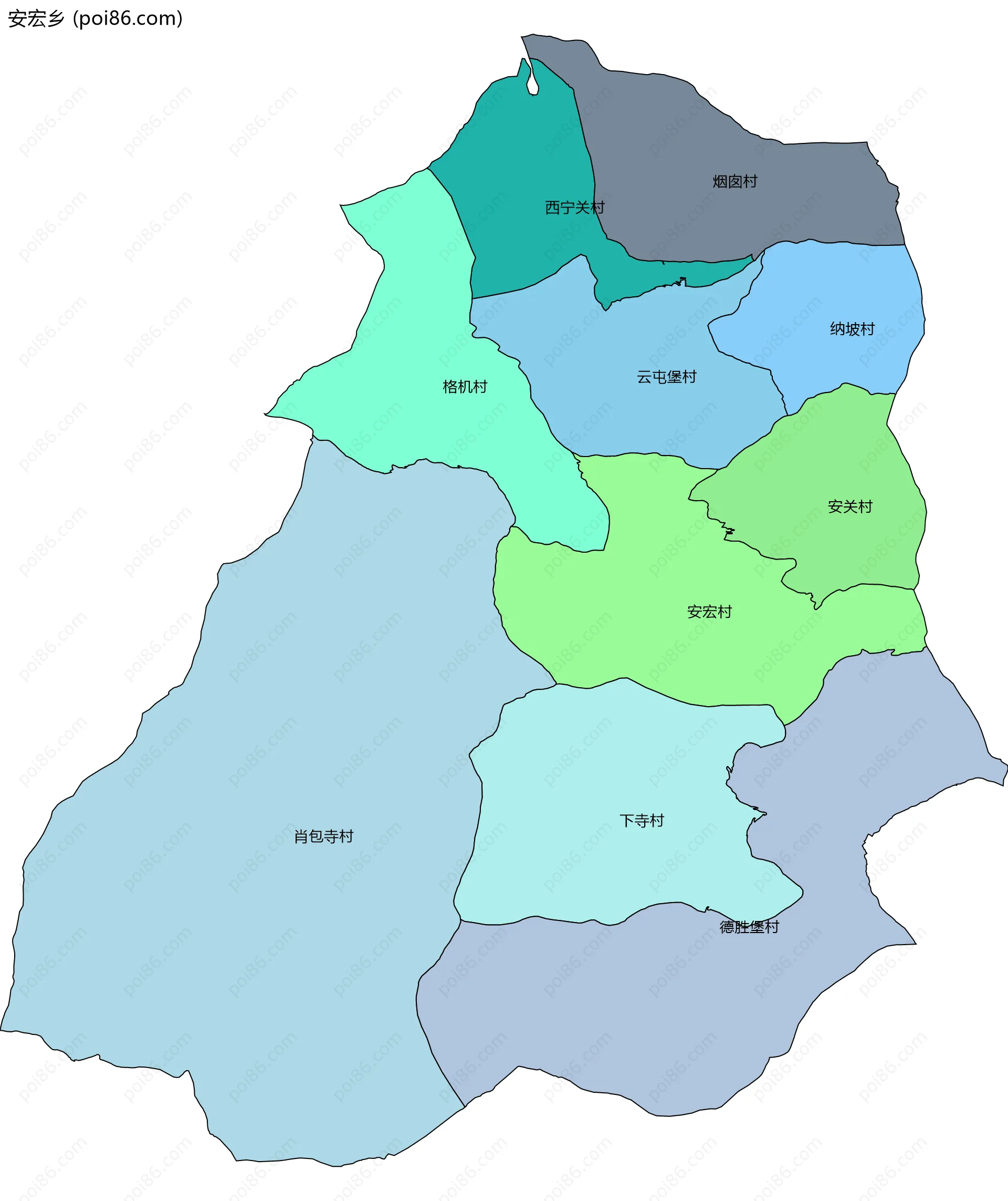 安宏乡边界地图(五级行政区划)