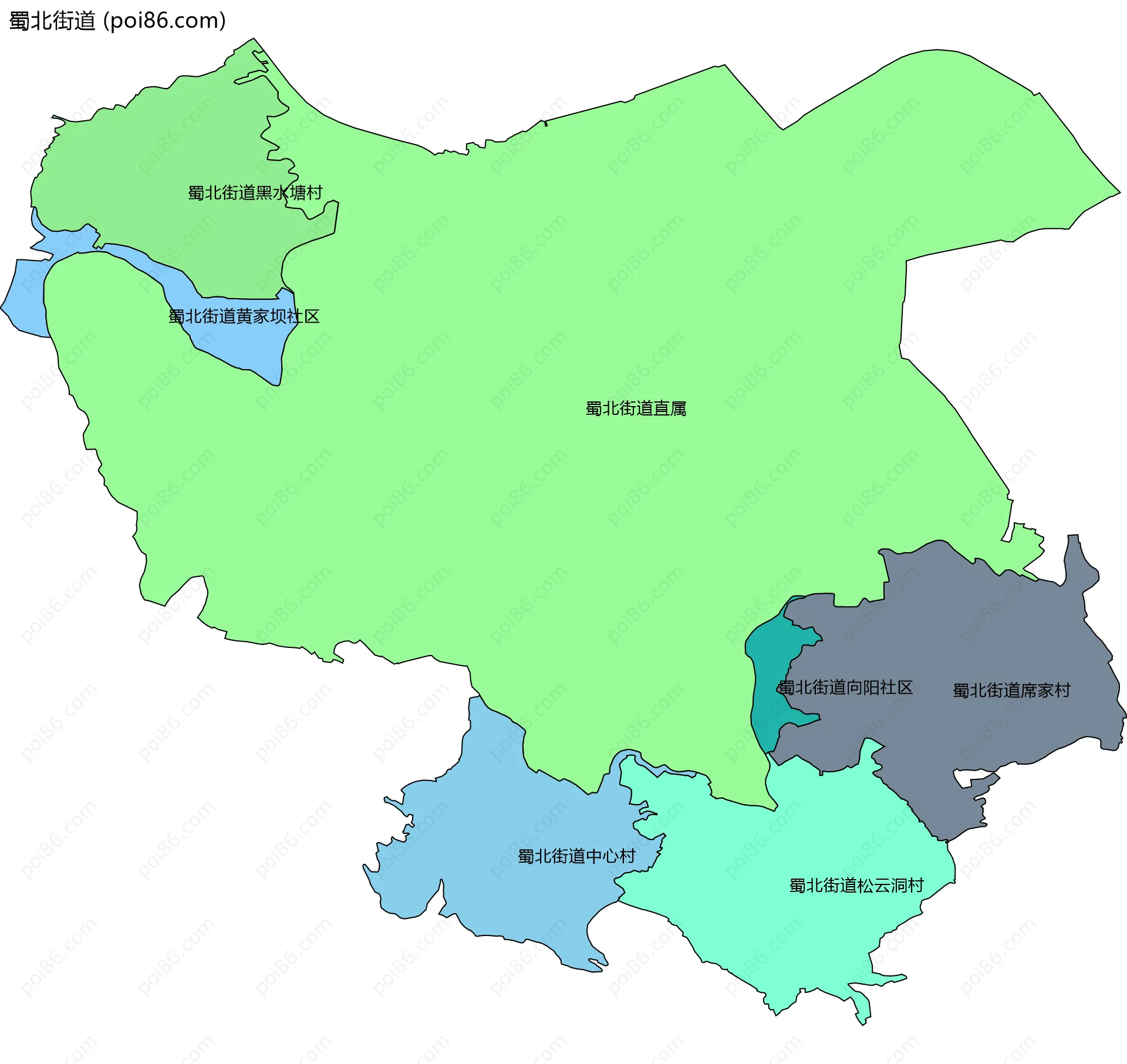 蜀北街道边界地图(五级行政区划)