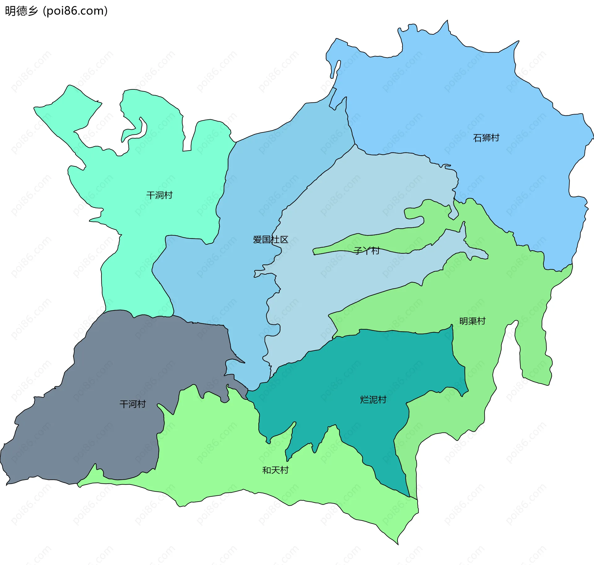 明德乡边界地图(五级行政区划)