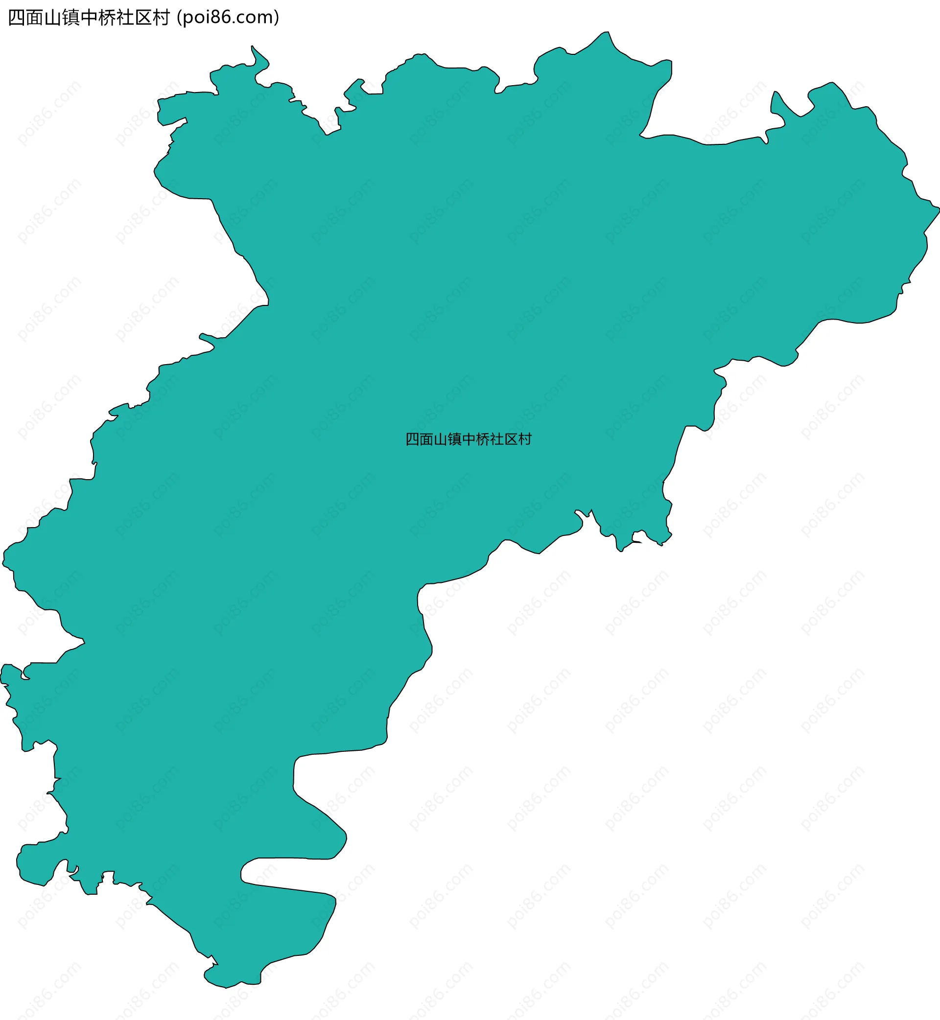 四面山镇中桥社区村边界地图