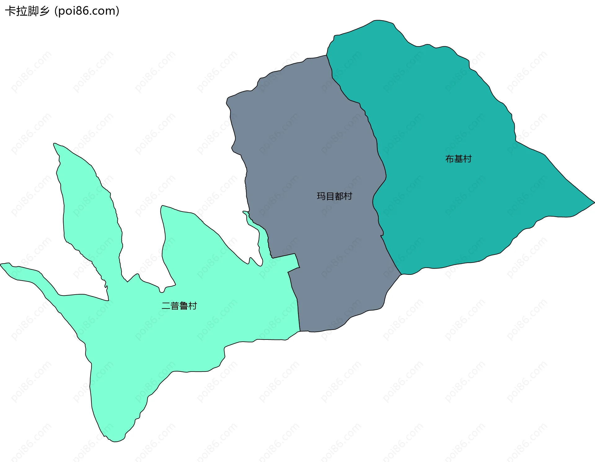 卡拉脚乡边界地图(五级行政区划)