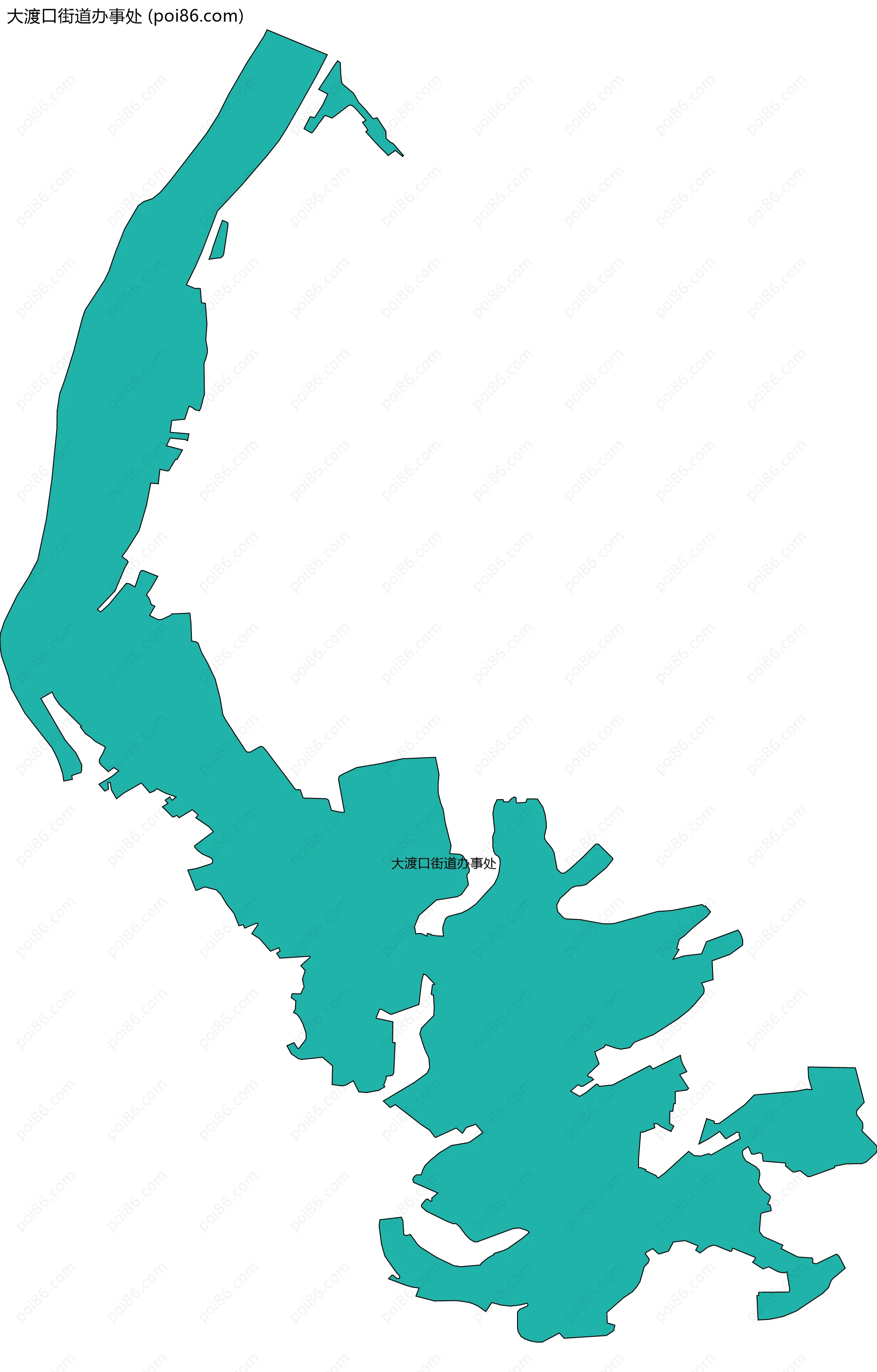 大渡口街道办事处边界地图(五级行政区划)