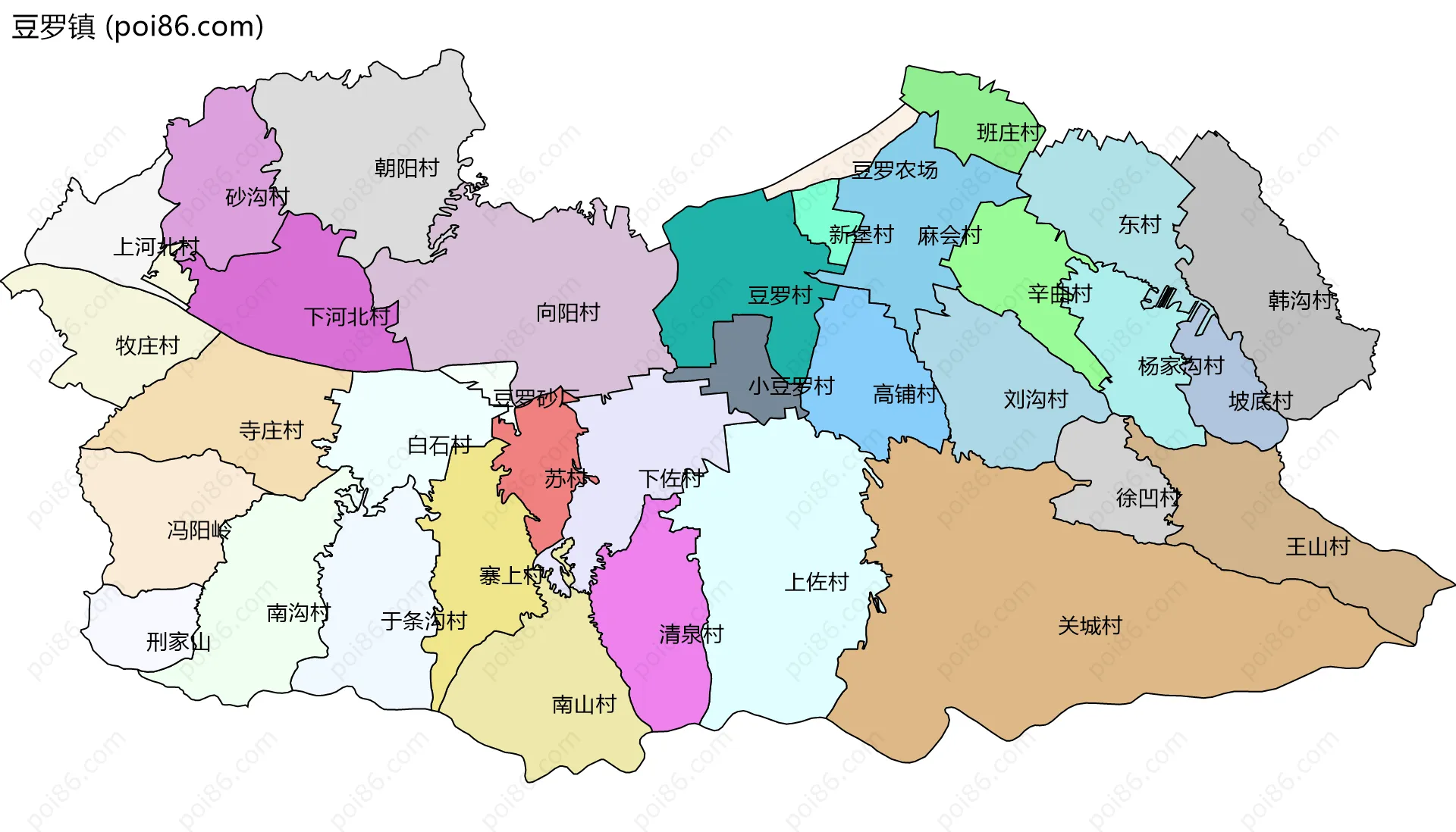 豆罗镇边界地图(五级行政区划)